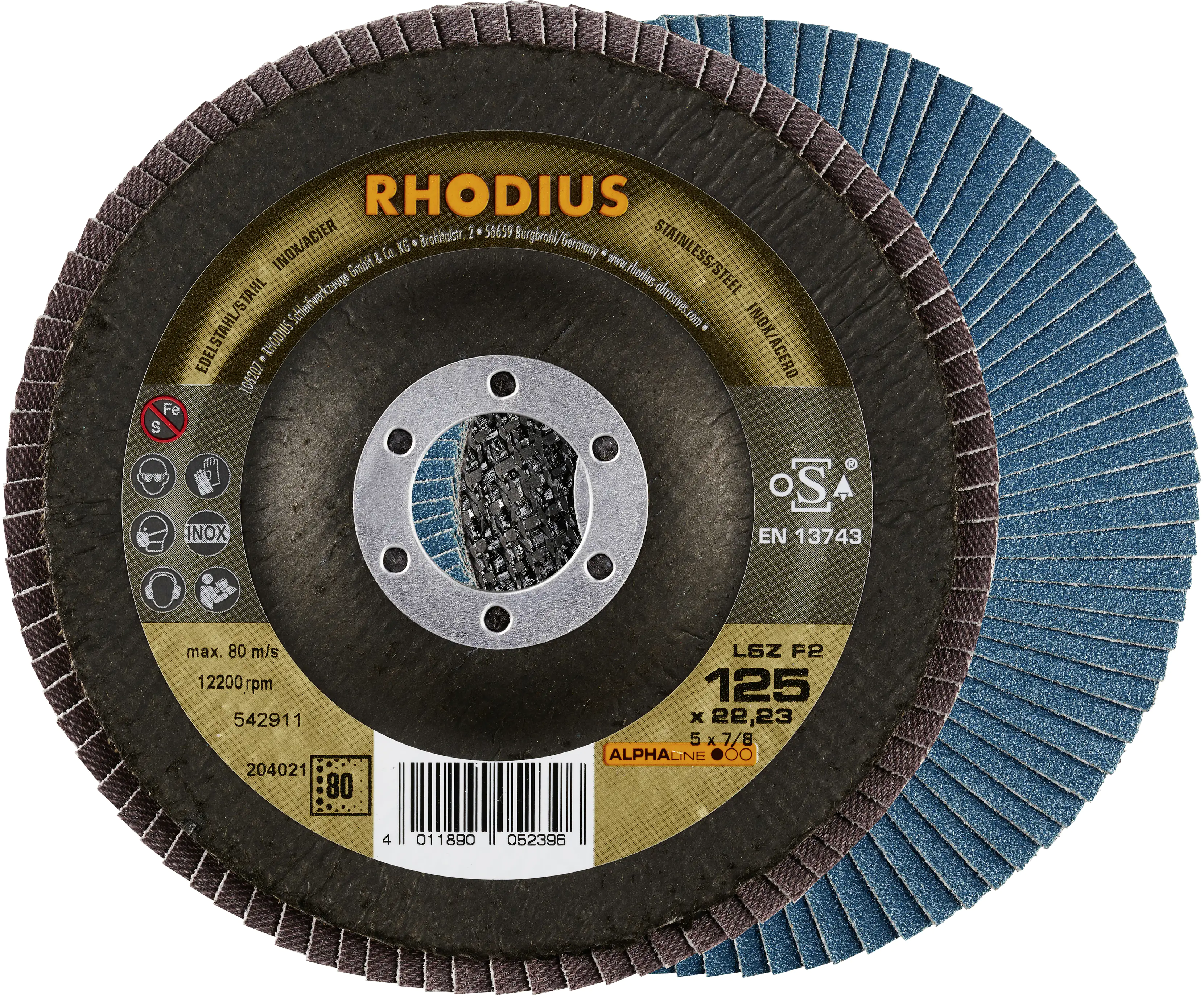 Rhodius Schleifscheibe LSZ F2 K80 Stahl Ø 125 mm Bohrung 22,23 mm Rhodius Schleifscheibe LSZ F2 K80 Stahl Ø 125 mm Bohrung 22,23 mm