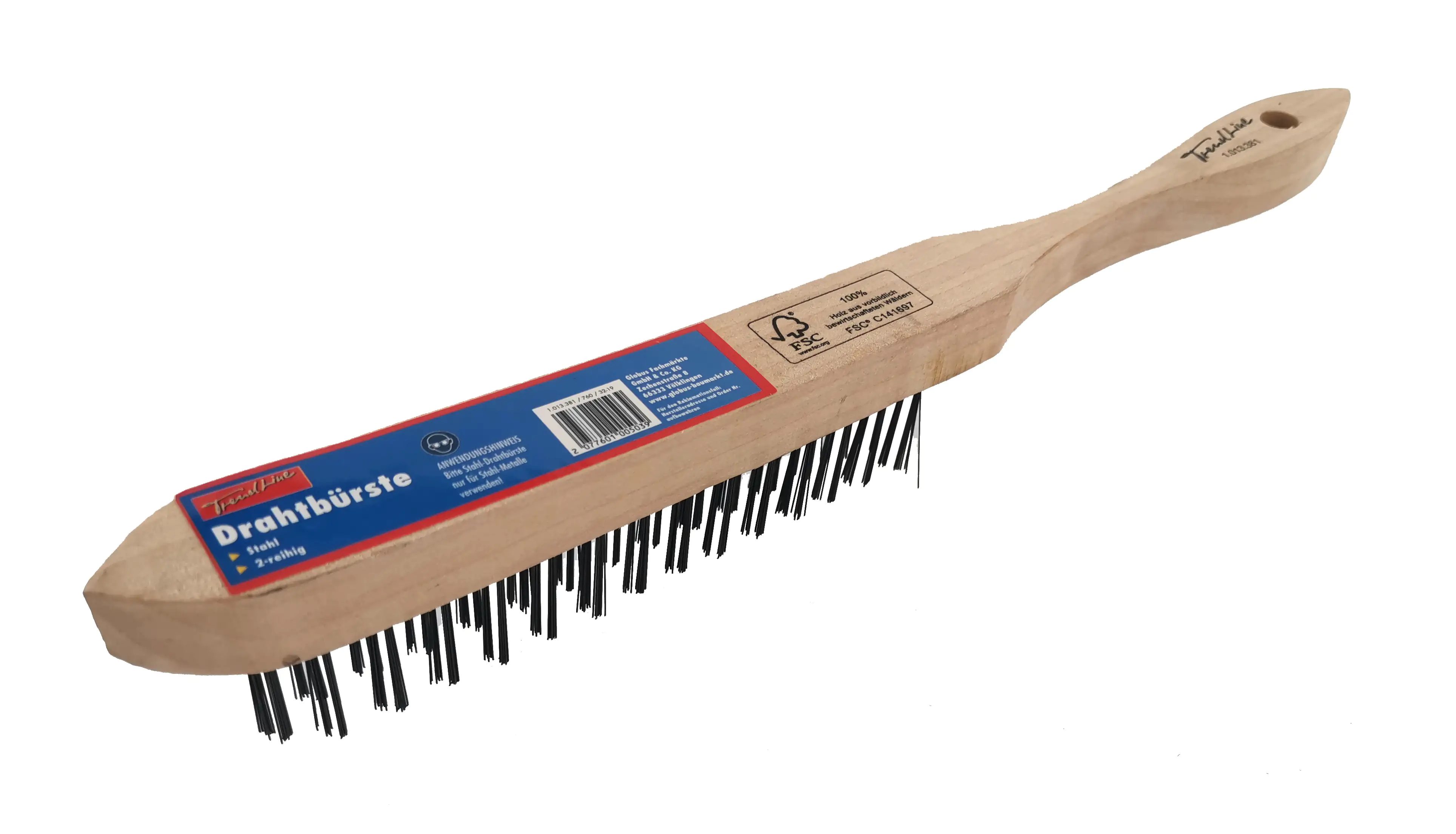 4333692043625 TrendLine Drahtbürste 2-reihig Stahl mit Holzgriff