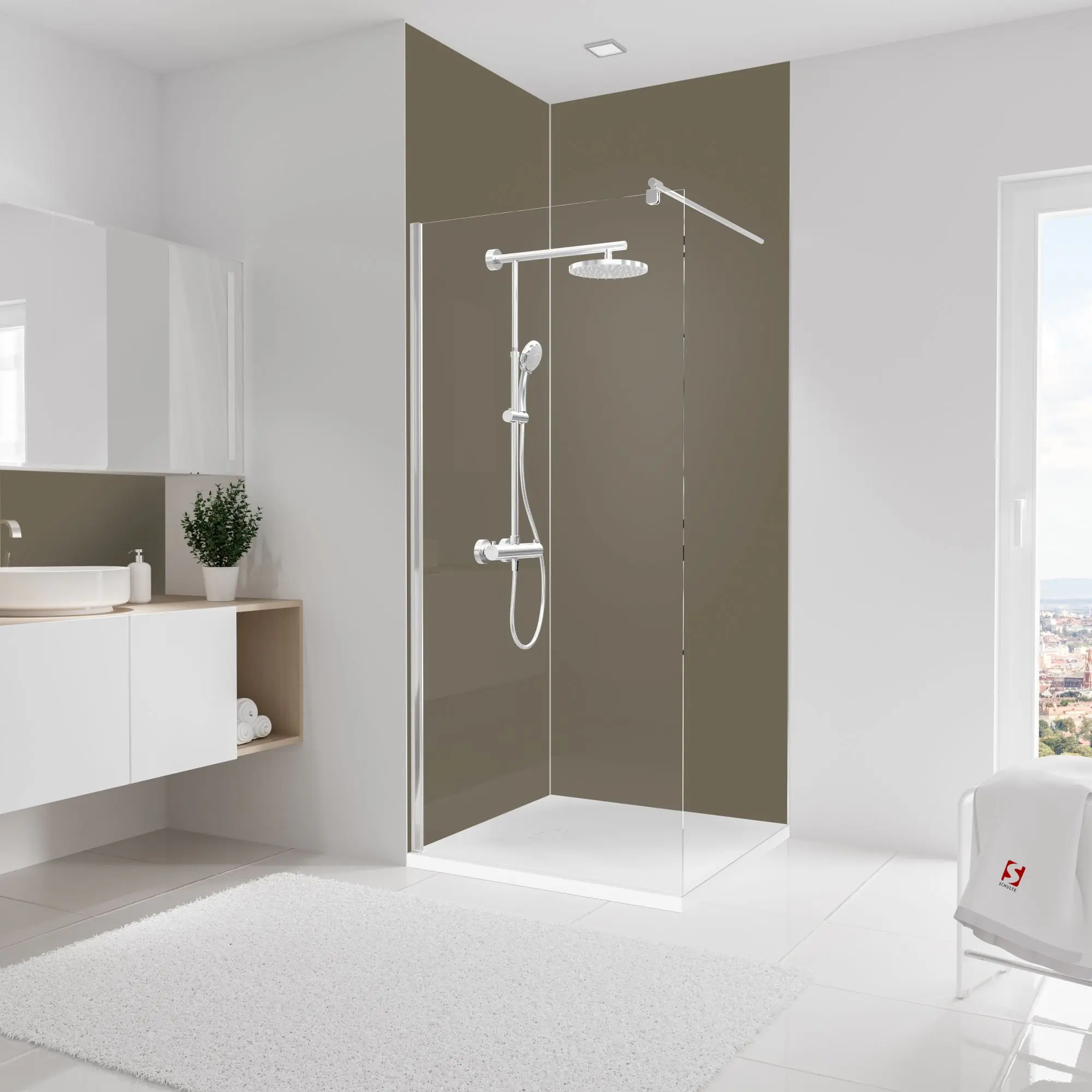 Schulte Duschrückwand Set Eck DecoDesign Farbe 90 x 90 x 255 cm taupe Schulte Duschrückwand Set Eck DecoDesign Farbe 90 x 90 x 255 cm taupe