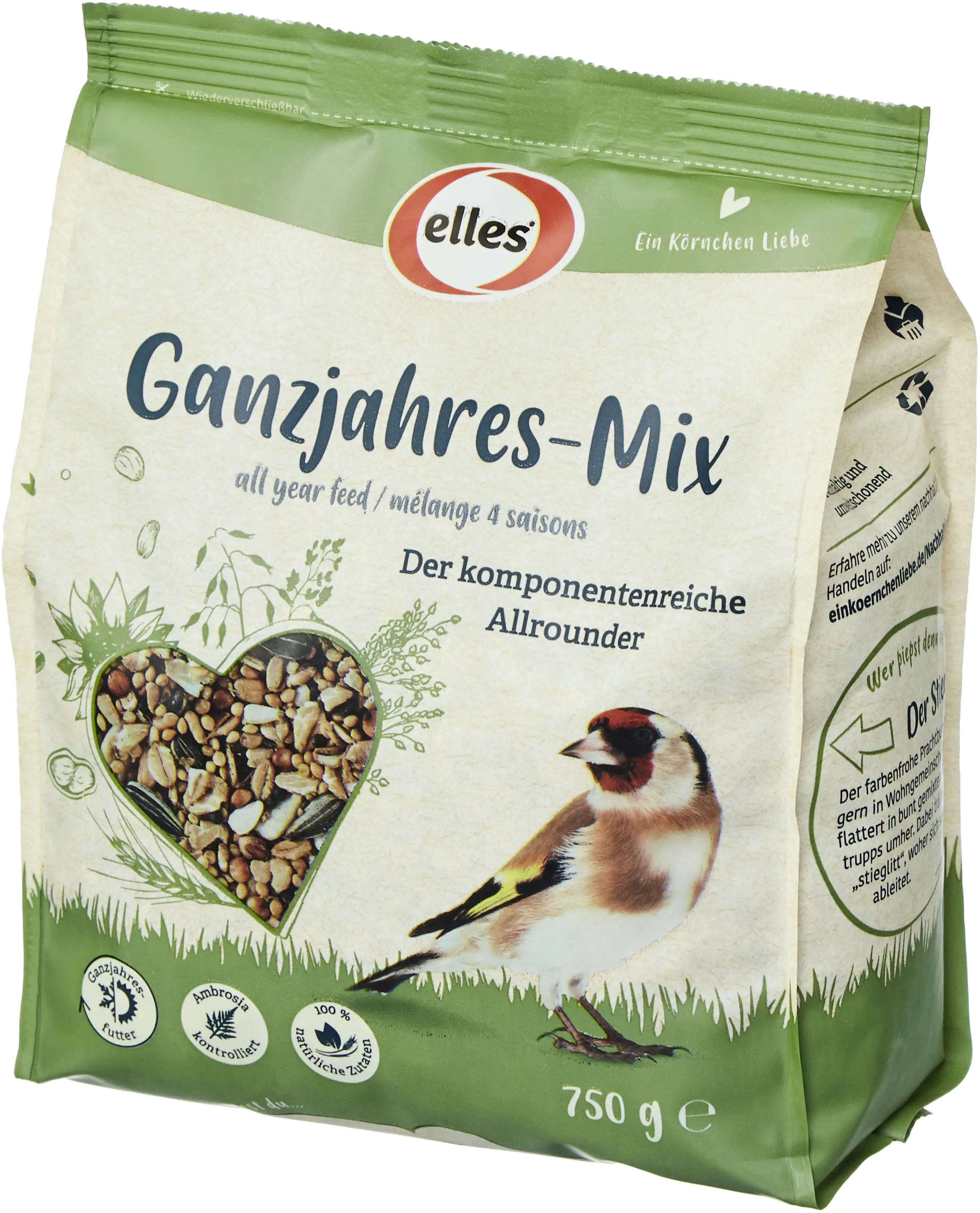 Elles Wildvogelfutter Ganzjahres-Mix 750 g Elles Wildvogelfutter Ganzjahres-Mix 750 g