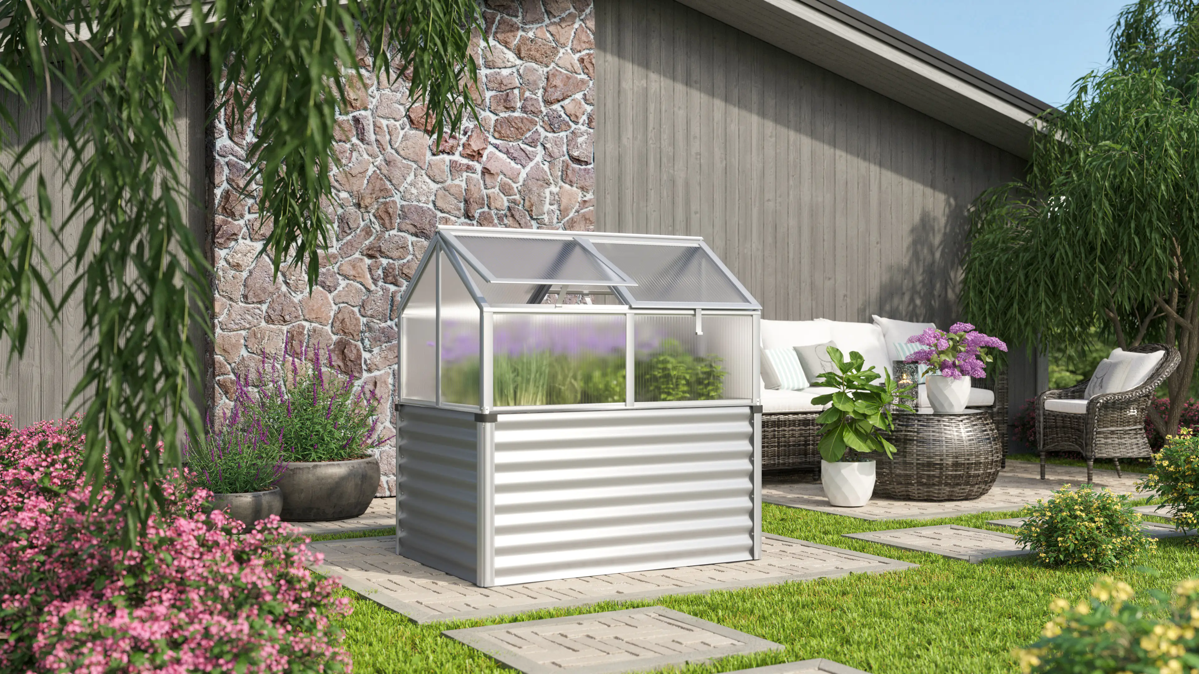 4005717227227_2751005 Vitavia Hochfrühbeet Zola 89 x 127 x 135 cm 4 mm Hohlkammerplatten