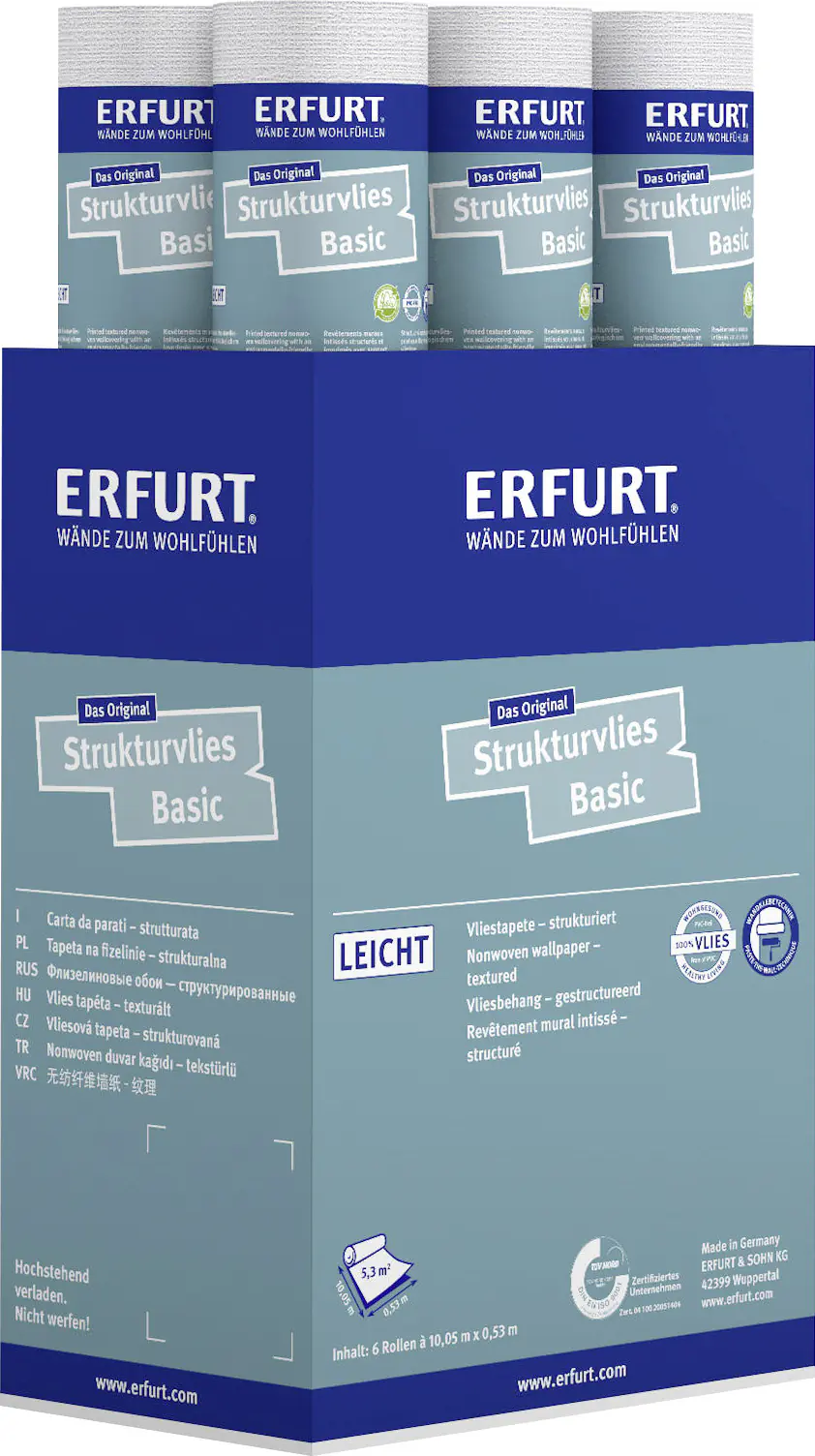 Erfurt Vliestapete Basic 407 weiß 10,05 x 0,53 m Erfurt Vliestapete Basic 407 weiß 10,05 x 0,53 m