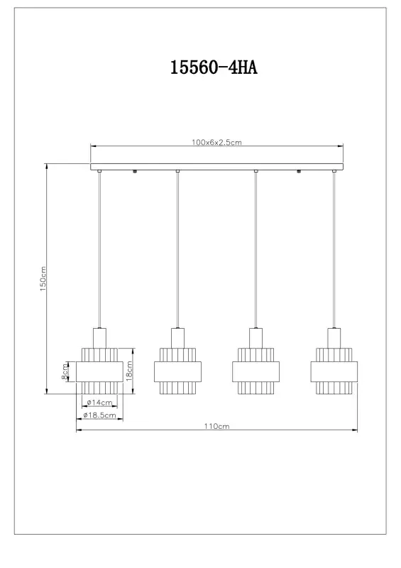 Globo Hängeleuchte Milley 110 x 150 cm bronze matt