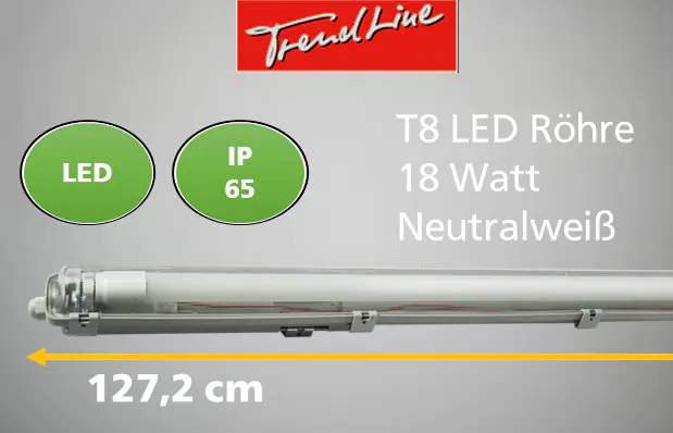 Trendline LED-Feuchtraumleuchte 1-flammig 127,2 cm T8 G13 18W 1900 lm Trendline LED-Feuchtraumleuchte 1-flammig 127,2 cm T8 G13 18W 1900 lm