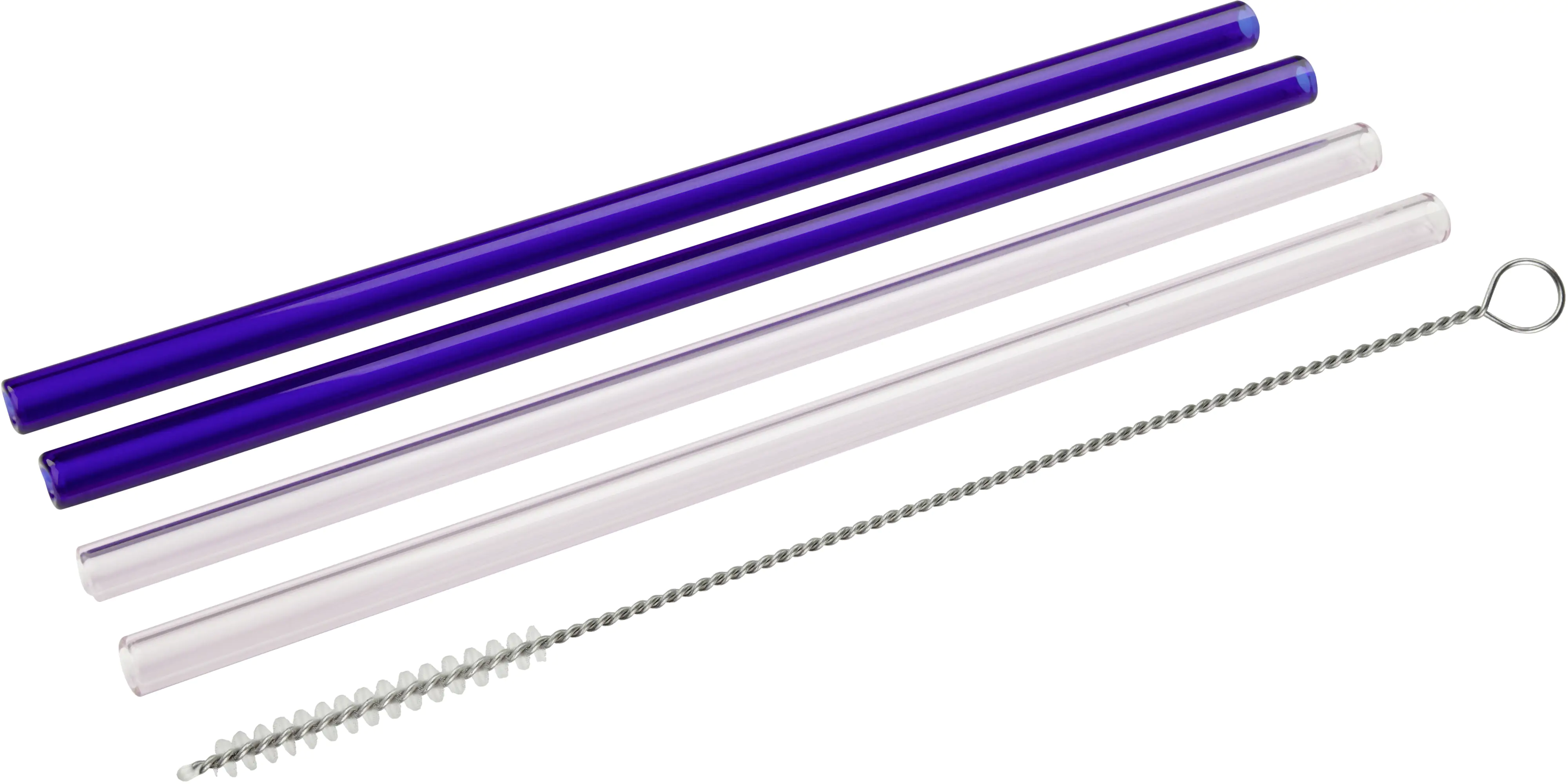 Fackelmann Trinkhalme Glas mit Bürste Eco 5-teilig bunt