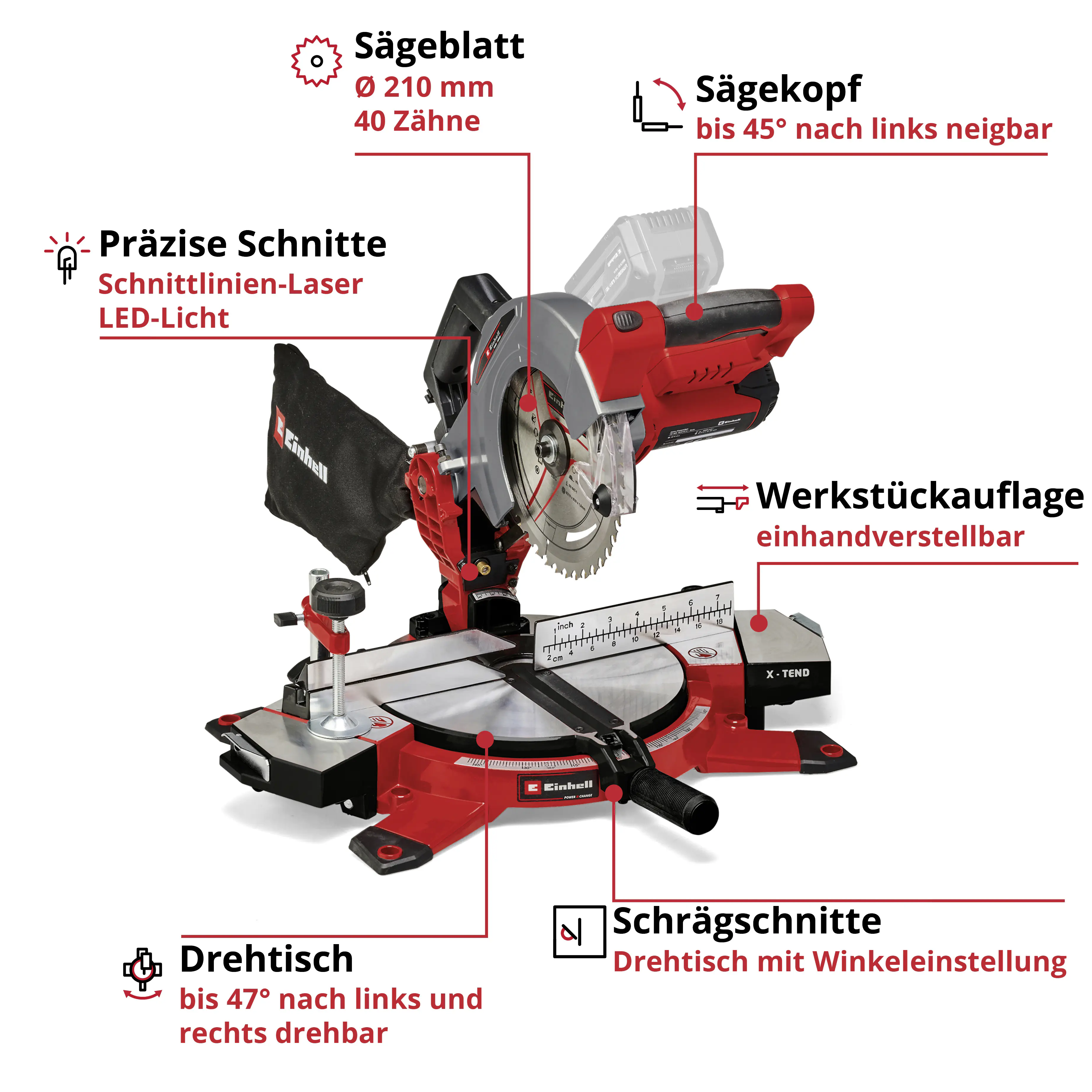 Einhell Expert Akku-Kappsäge TE-MS 18/210 Li Solo 18 V Einhell Expert Akku-Kappsäge TE-MS 18/210 Li Solo 18 V