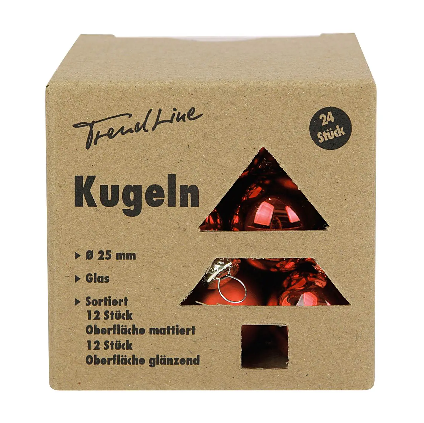 TrendLine Weihnachtskugeln aus Glas Ø 2,5 cm rot 24 Stück