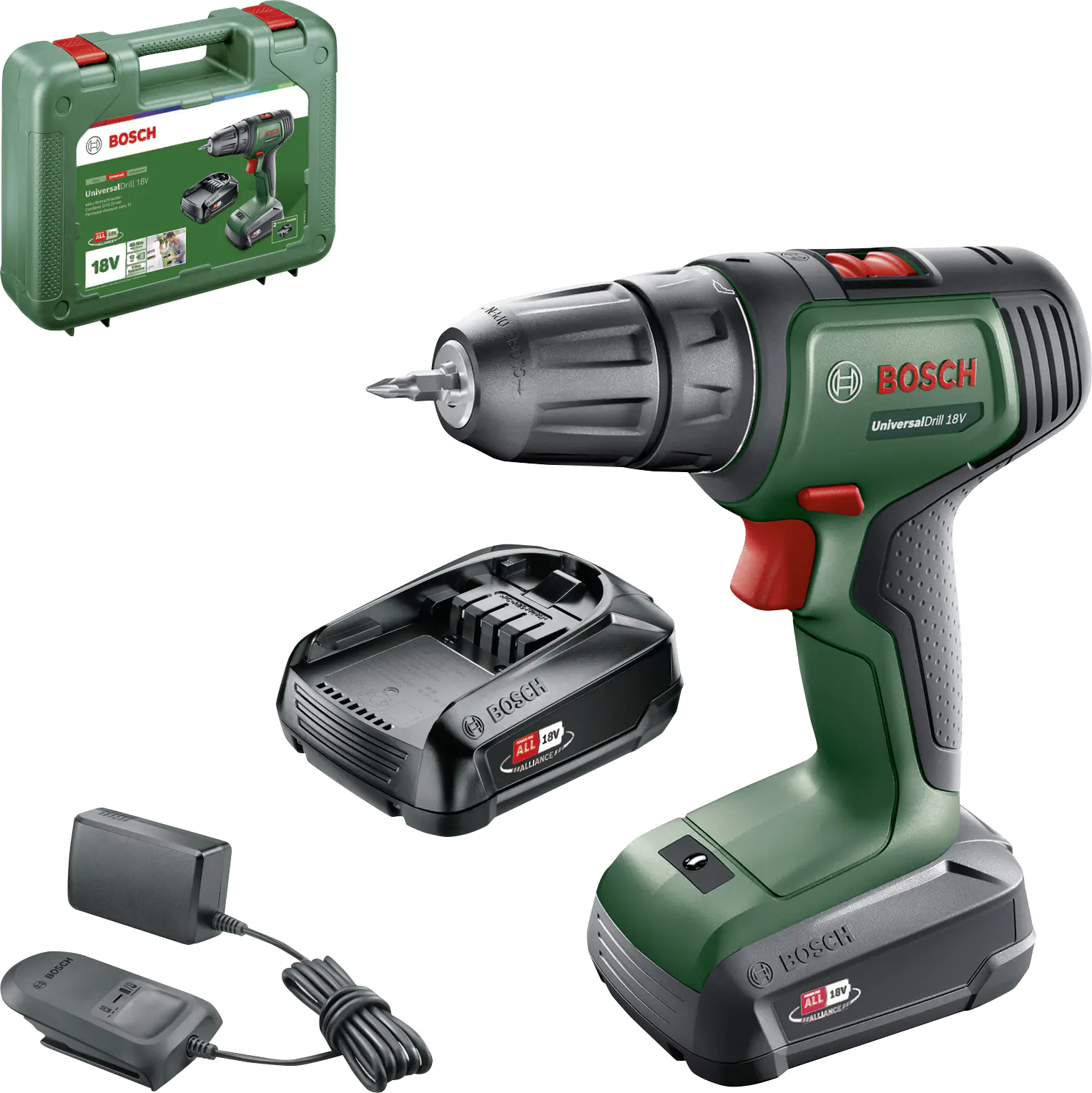 Bosch Akku-Bohrschrauber UniversalDrill 18 V 1,5 Ah mit Akku & Ladegerät Bosch Akku-Bohrschrauber UniversalDrill 18 V 1,5 Ah mit Akku & Ladegerät