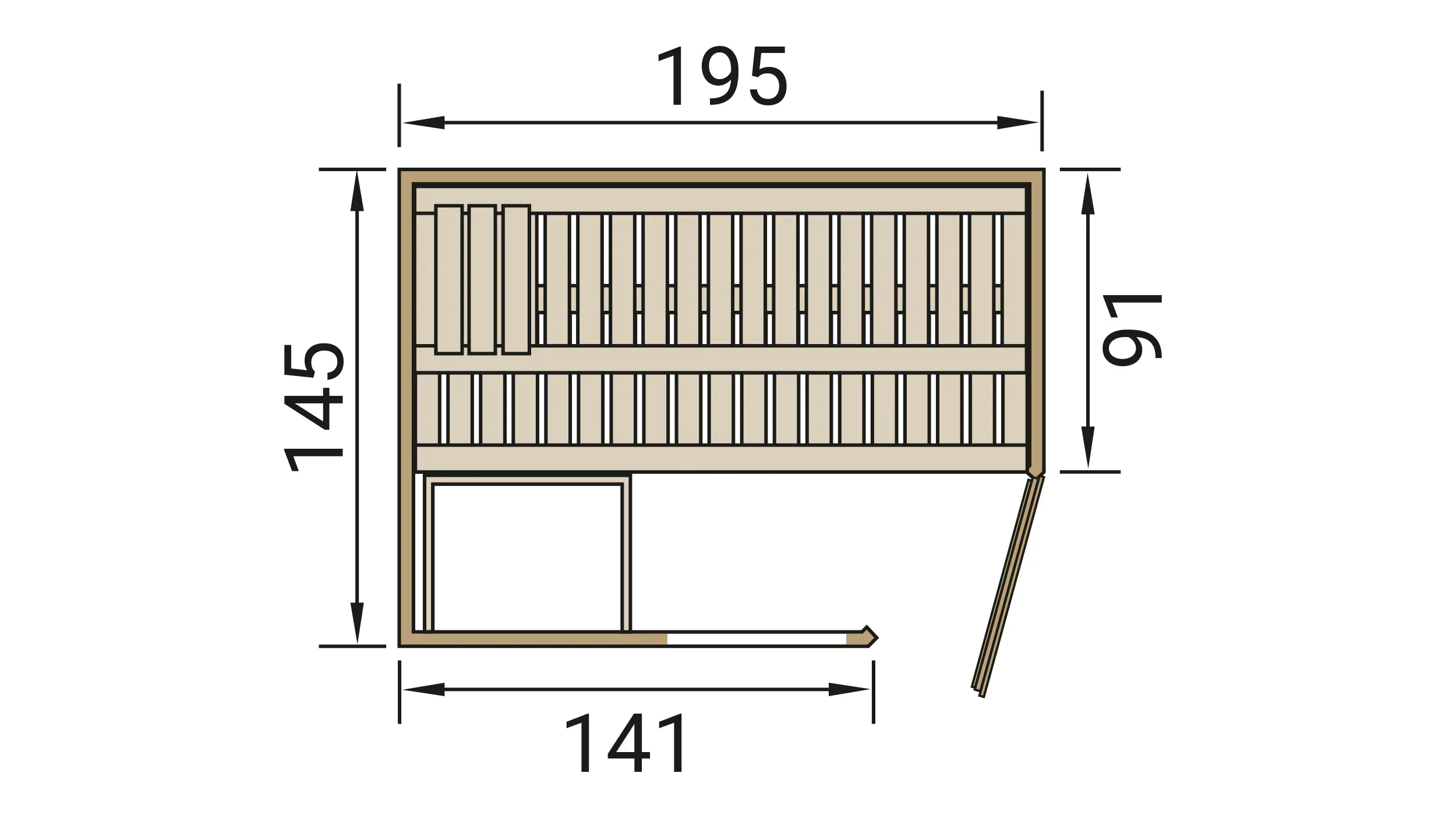 Weka Massivholzsauna Cubilis 1 Eck mit Glastür und Fenster
