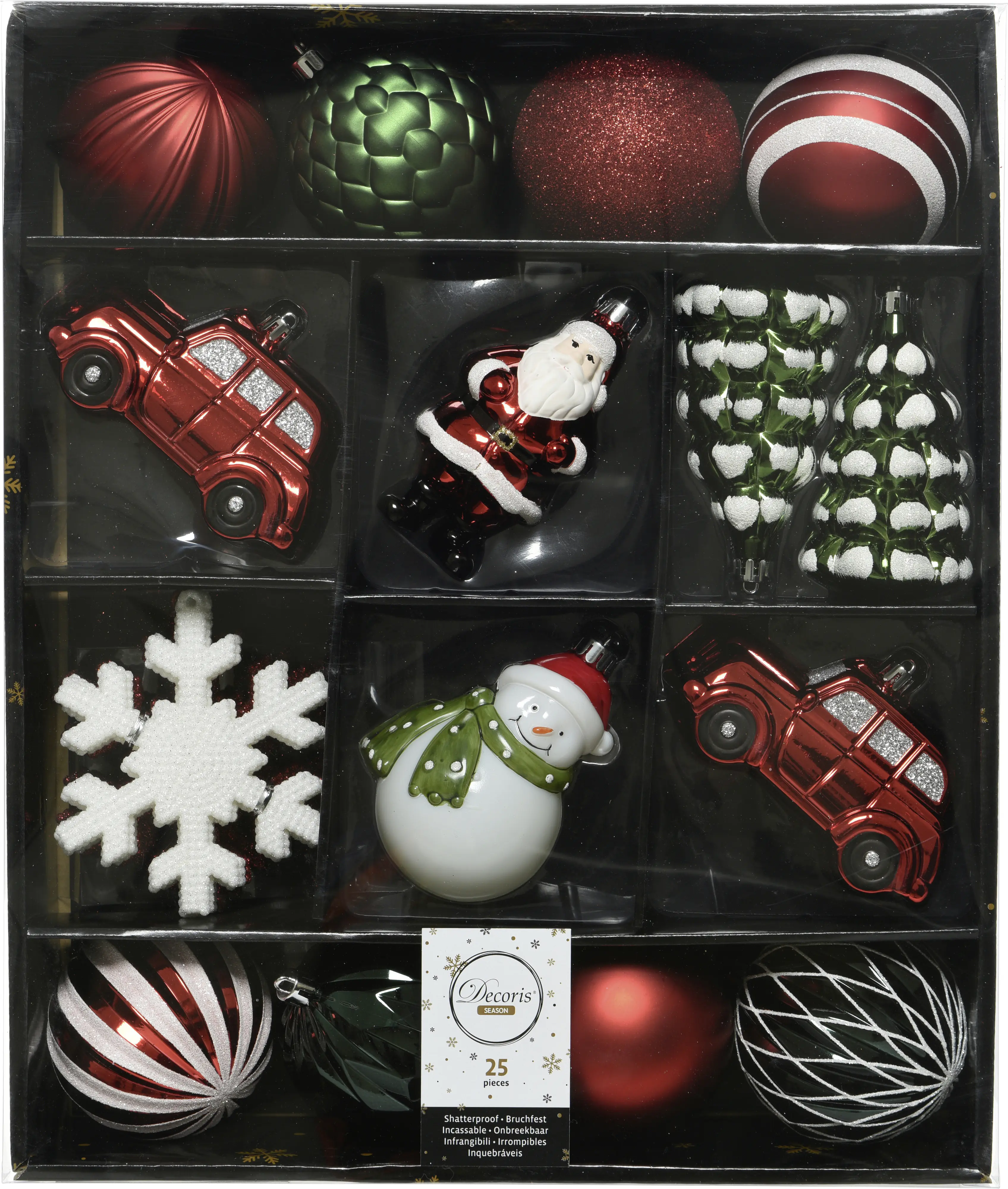 Decoris Weihnachtsbaumschmuck-Set mehrfarbig 25-teilig
