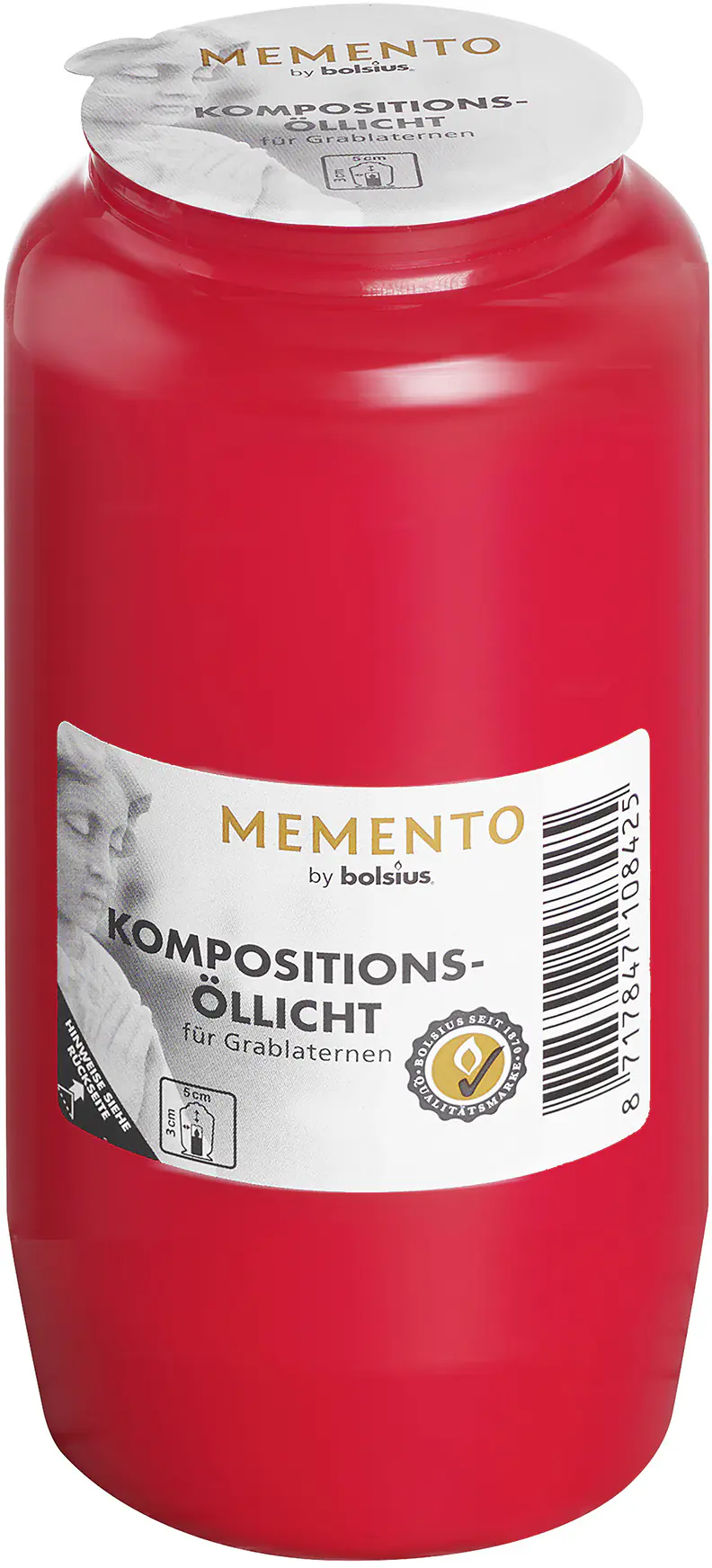 Bolsius Kompositions-Öllicht Nr. 7 rot, Höhe 14,1 cm, Ø 6,7 cm