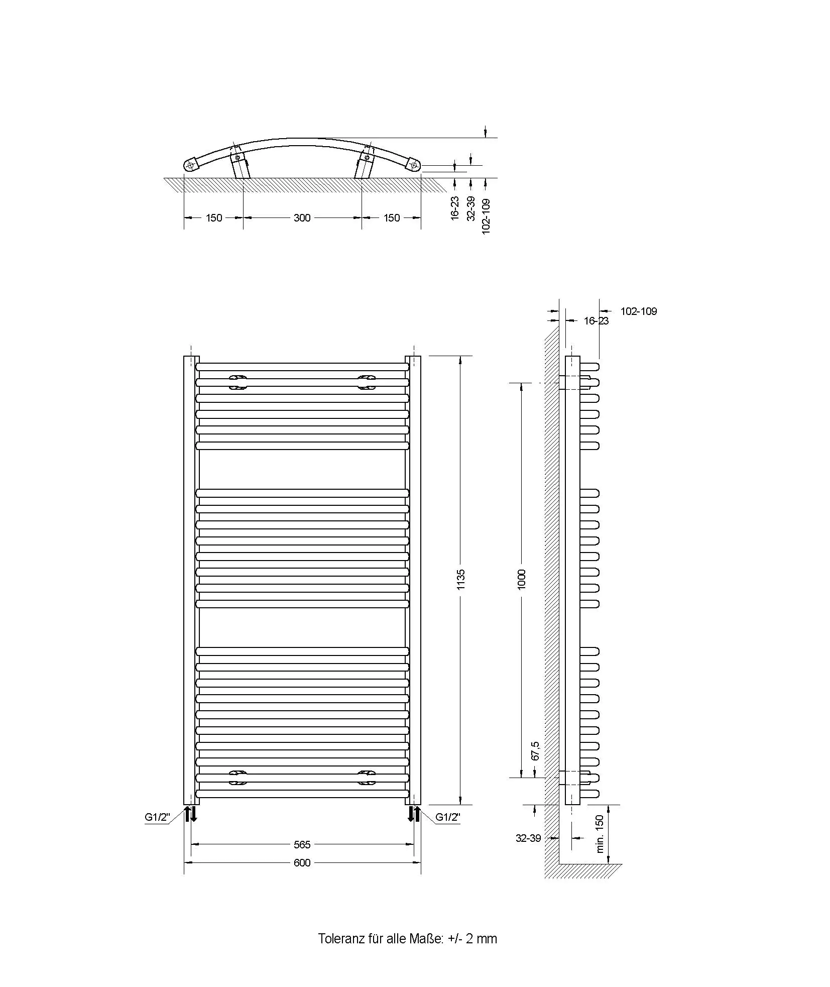 Schulte Badheizkörper Europa 113,5 x 60 cm 609 Watt