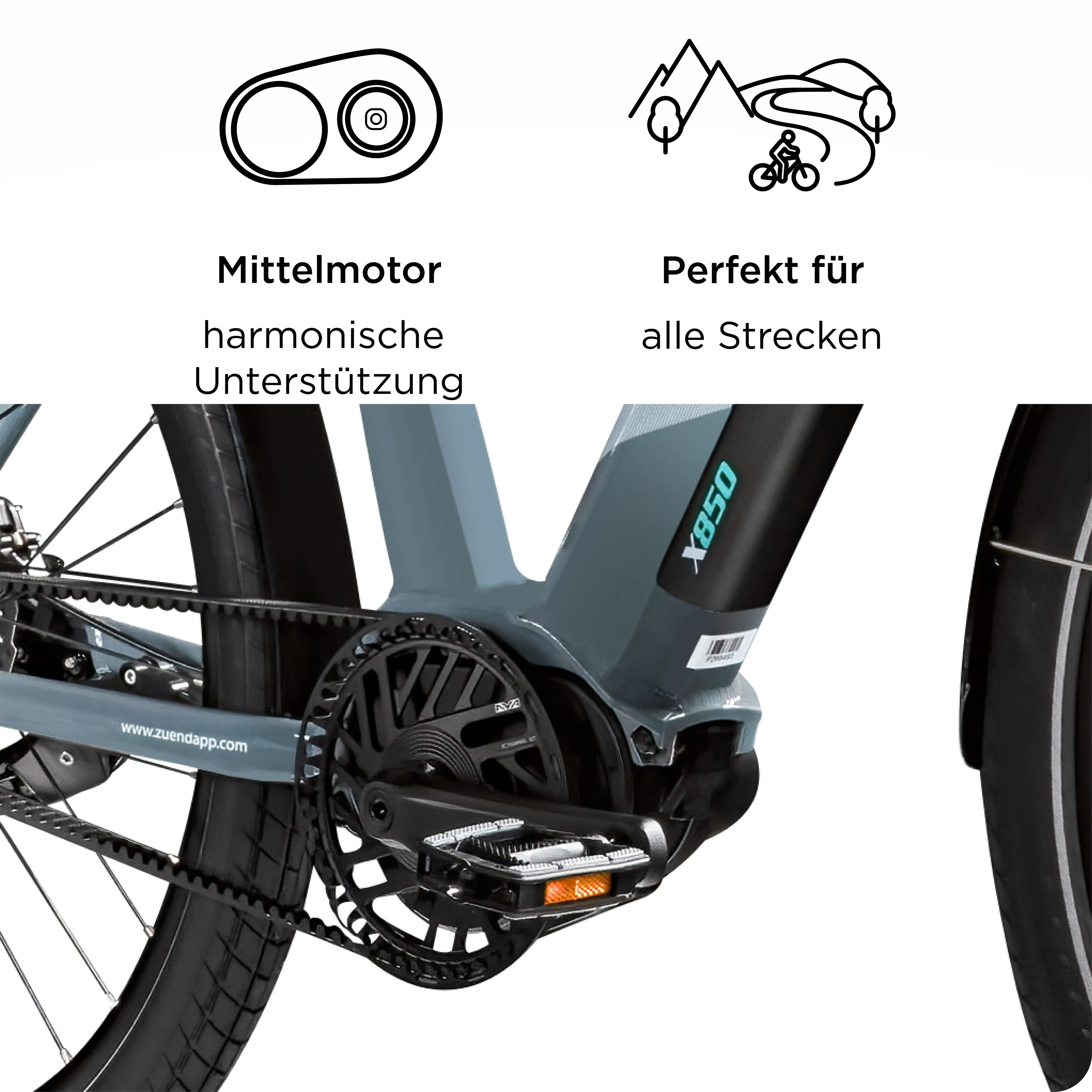 Zündapp E-Bike Trekking X850 Diamantrahmen 27,5 Zoll 7-Gang 550 Wh basaltgrau