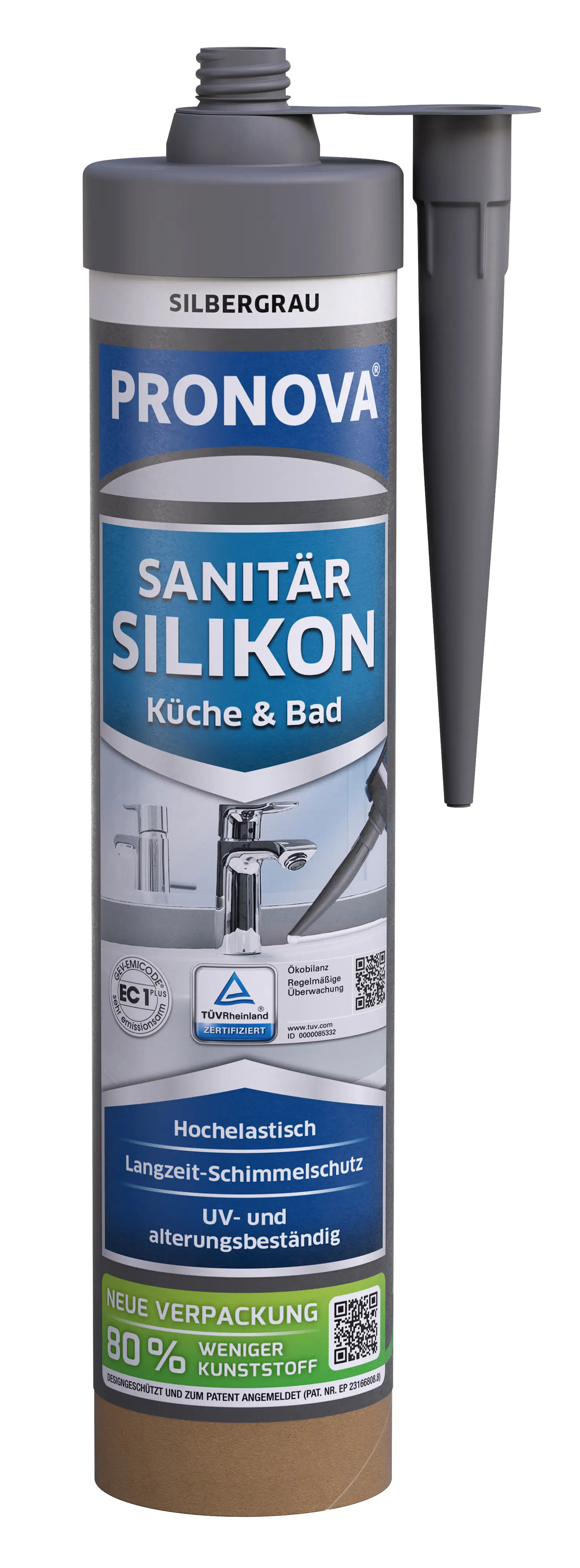 PRONOVA ECO Sanitär Silikon 280 ml silbergrau
