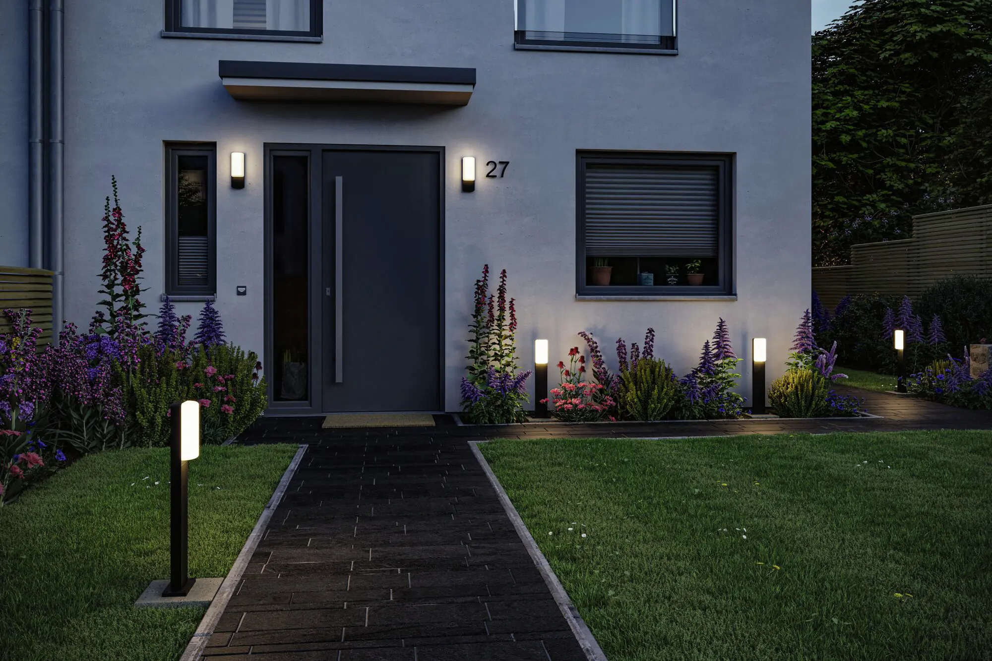 Paulmann LED Außen-Wandleuchte Bonnie anthrazit 26,3 x 9,3 cm mit Bewegungsmelder