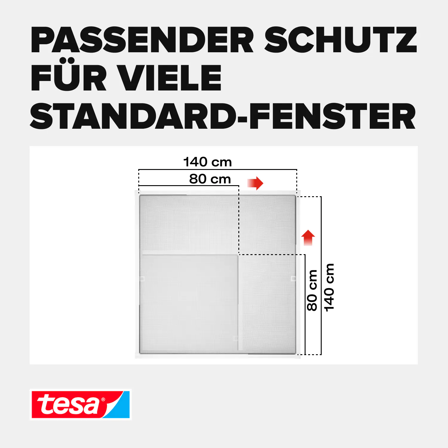 tesa Fliegenschutz-Fenster FALT 80 x 80 - 140 x 140 cm weiß/weiß