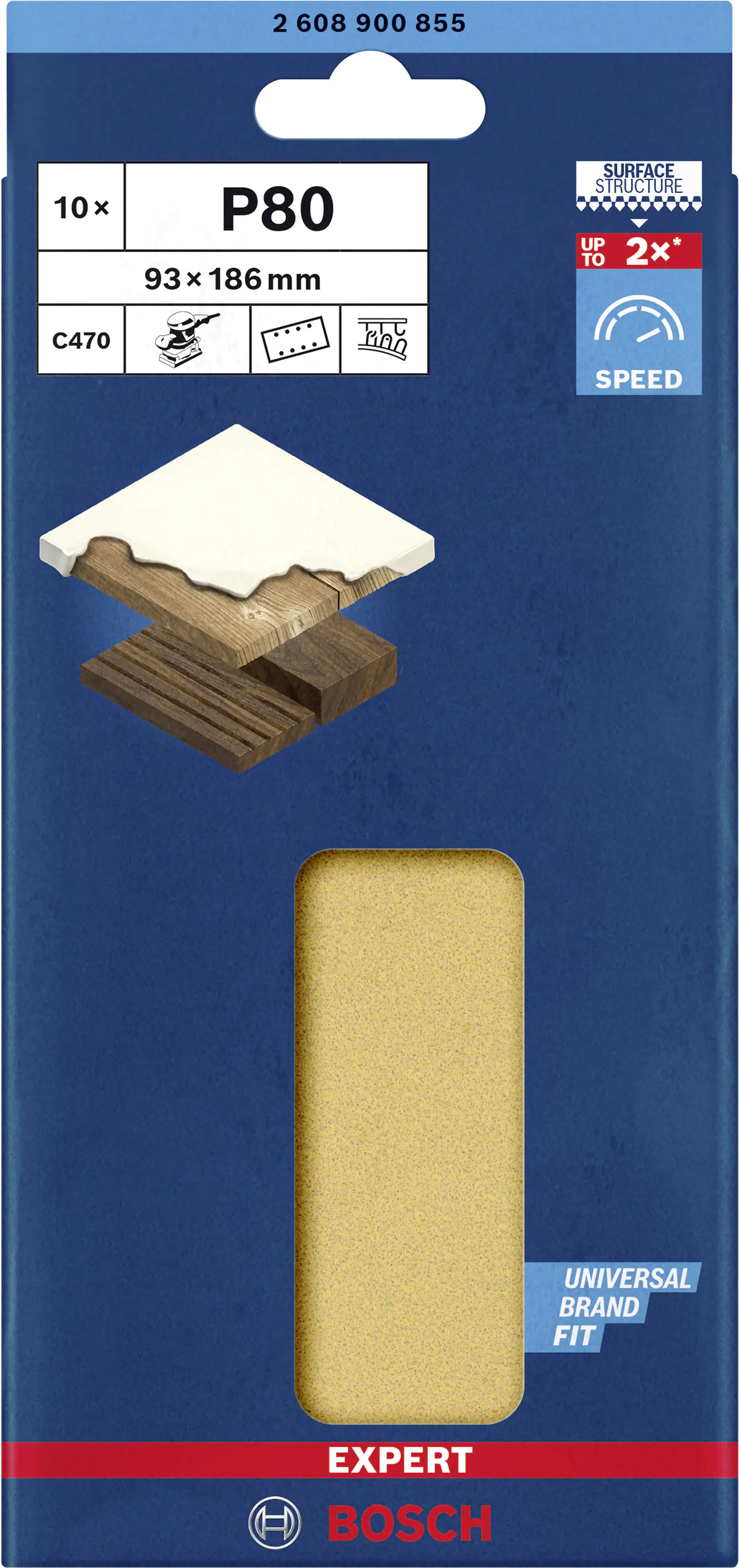 Bosch Expert Schleifpapier C470 93 x 186 mm G 80 10 Stück