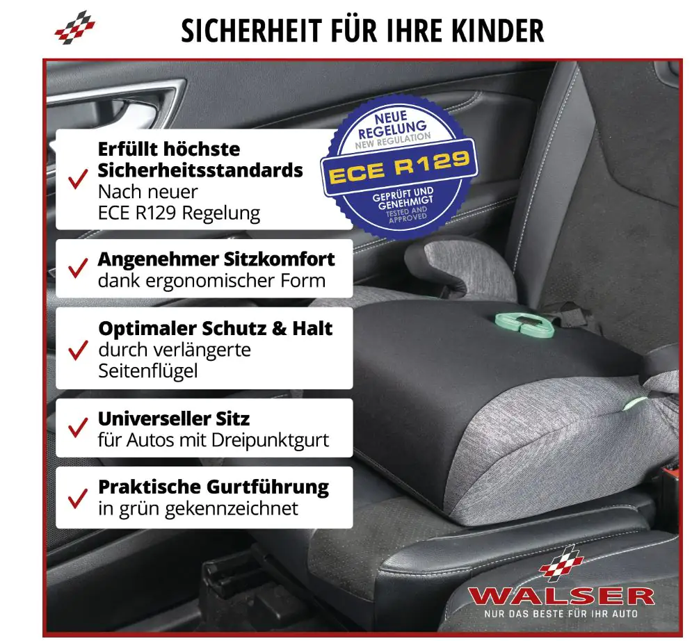 Walser Kindersitzerhöhung Raffi ECE R 129 geprüft grau/schwarz Walser Kindersitzerhöhung Raffi ECE R 129 geprüft grau/schwarz