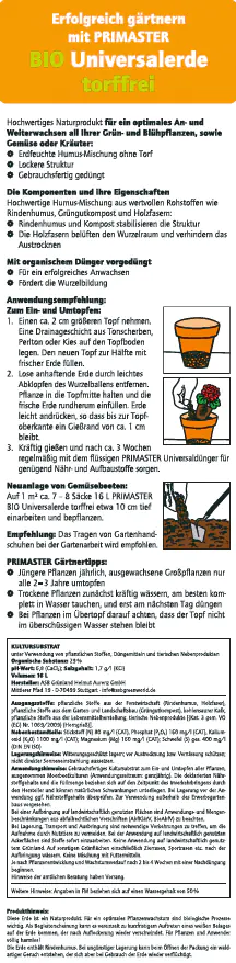 Primaster Bio Universalerde 16 L torffrei
