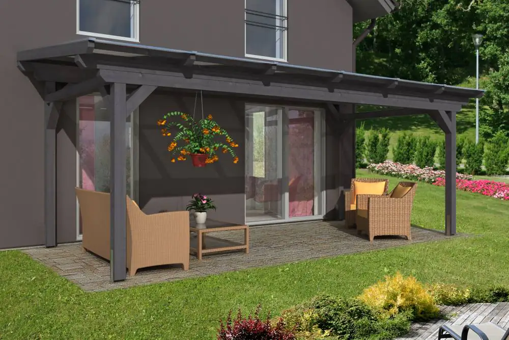 SKAN HOLZ Terrassenüberdachung Sanremo 648 x 250 cm lasiert in Schiefergrau SKAN HOLZ Terrassenüberdachung Sanremo 648 x 250 cm lasiert in Schiefergrau