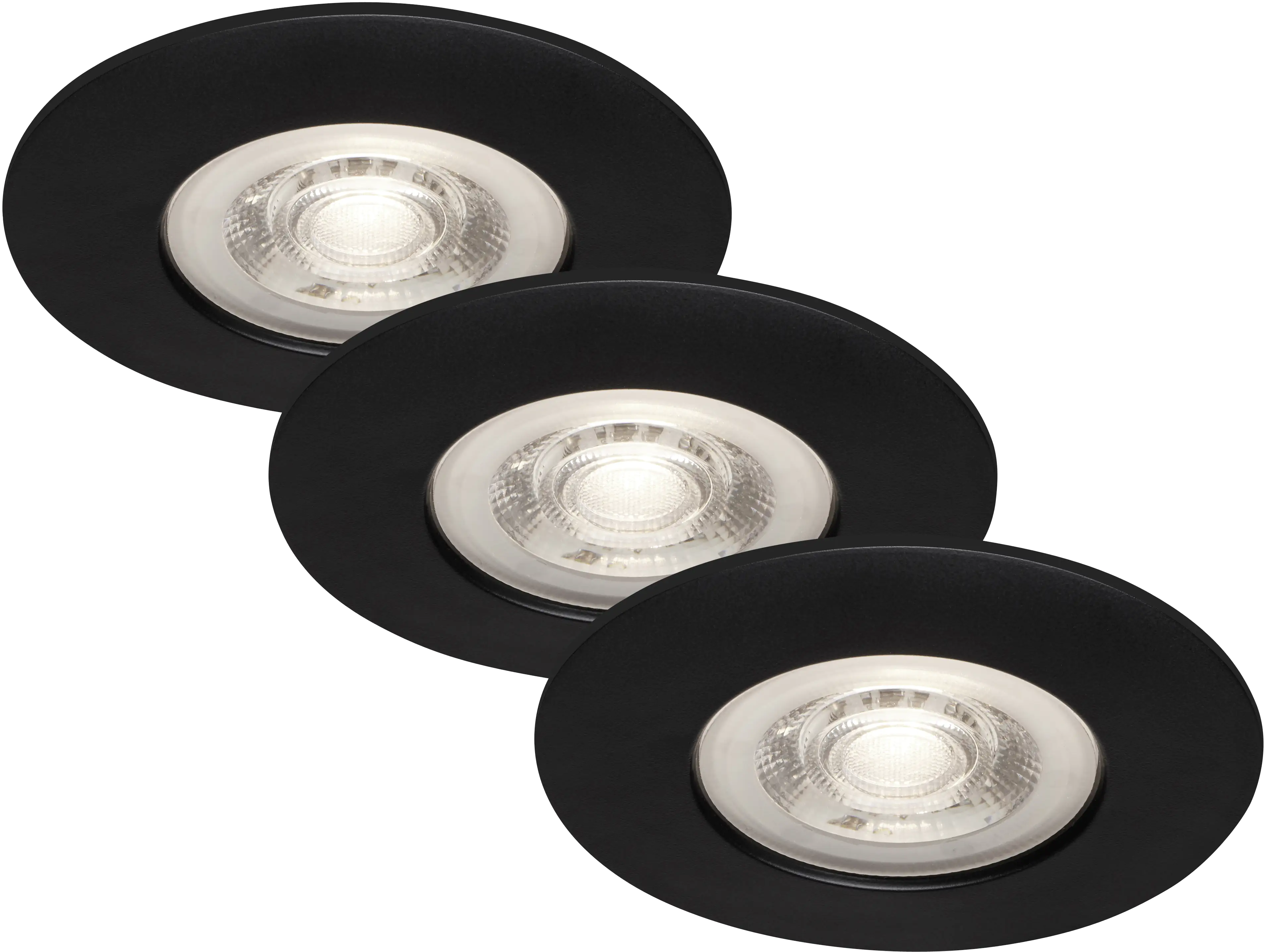 Di-Ka LED Einbauleuchte Kulana 3er Set schwarz-matt Ø 9 cm 4,9W, warmweiß Di-Ka LED Einbauleuchte Kulana 3er Set schwarz-matt Ø 9 cm 4,9W, warmweiß