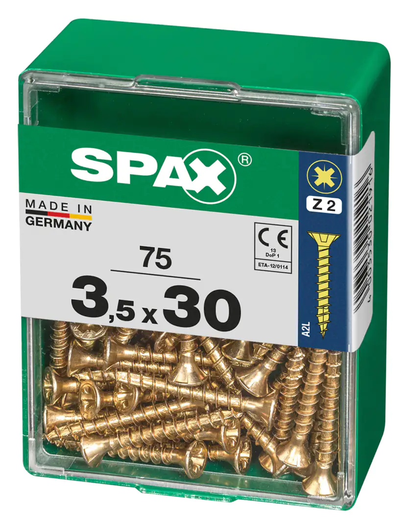 Spax Universalschrauben 3.5 x 30 mm PZ 2 - 75 Stk. Spax Universalschrauben 3.5 x 30 mm PZ 2 - 75 Stk.