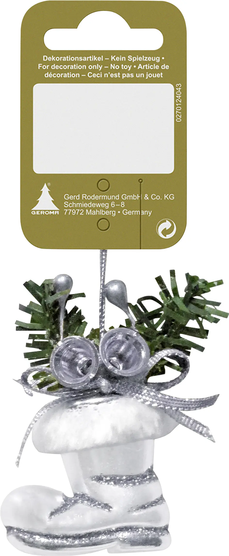 Dekohänger Stiefelchen Kunststoff 6 cm weiß 