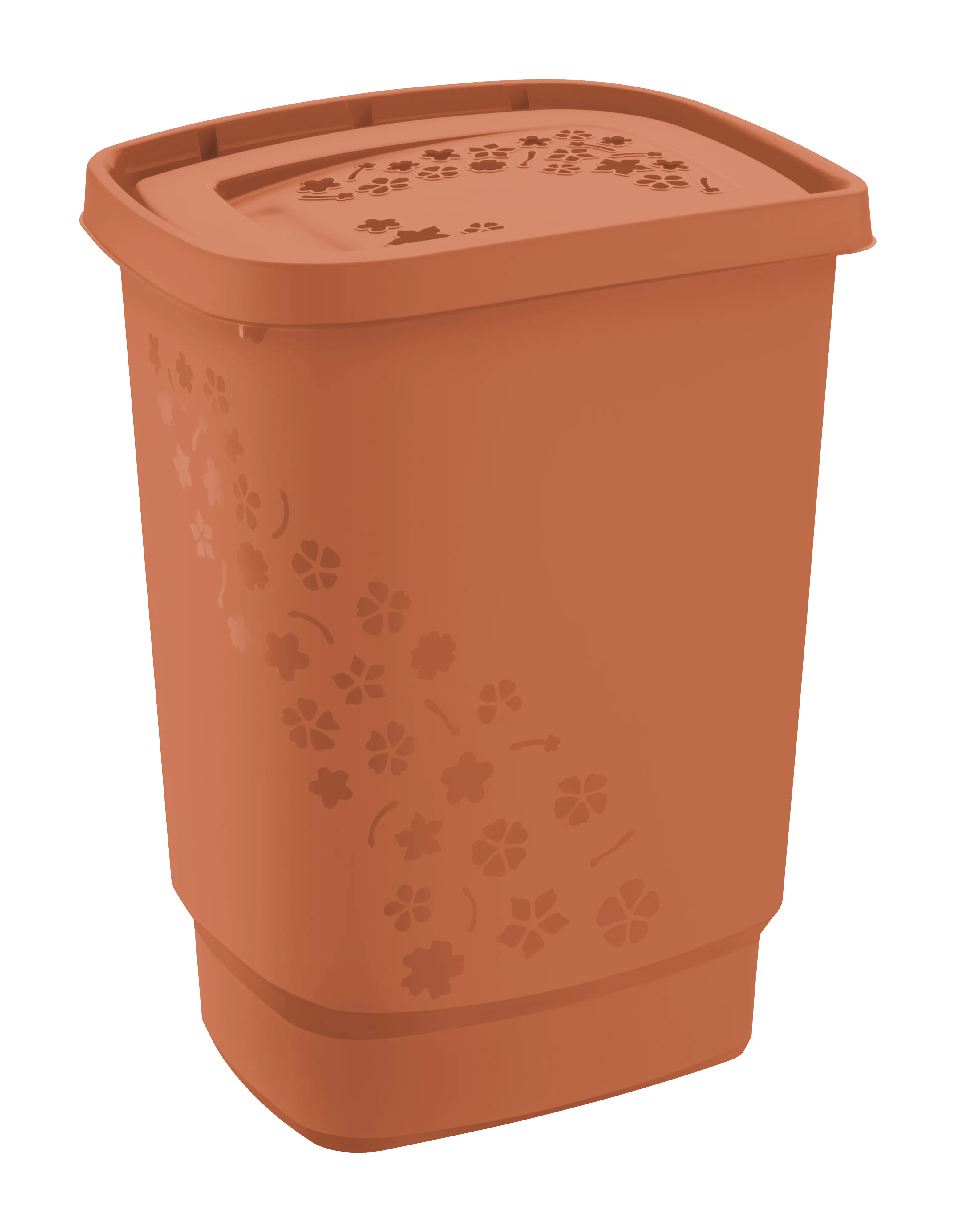 Rotho Wäschesammler Flowers 55 L coral clay