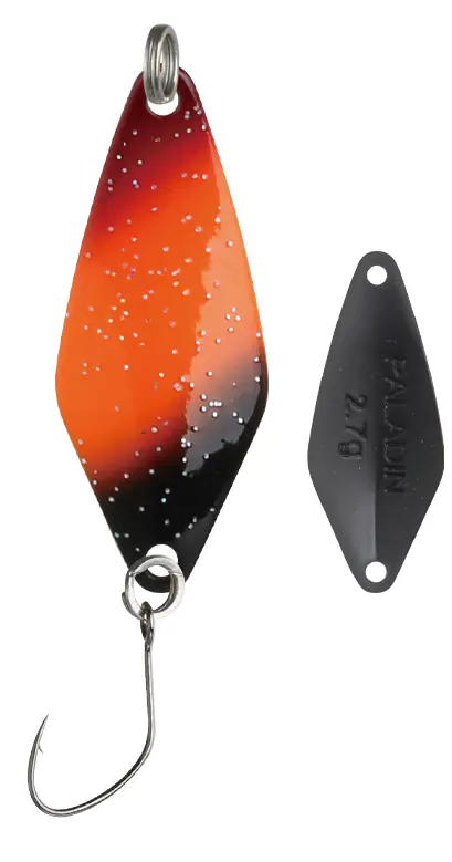 Paladin Angelköder Spoon Bifröst 3,7 g UV orange/schwarz/schwarz/glitzer