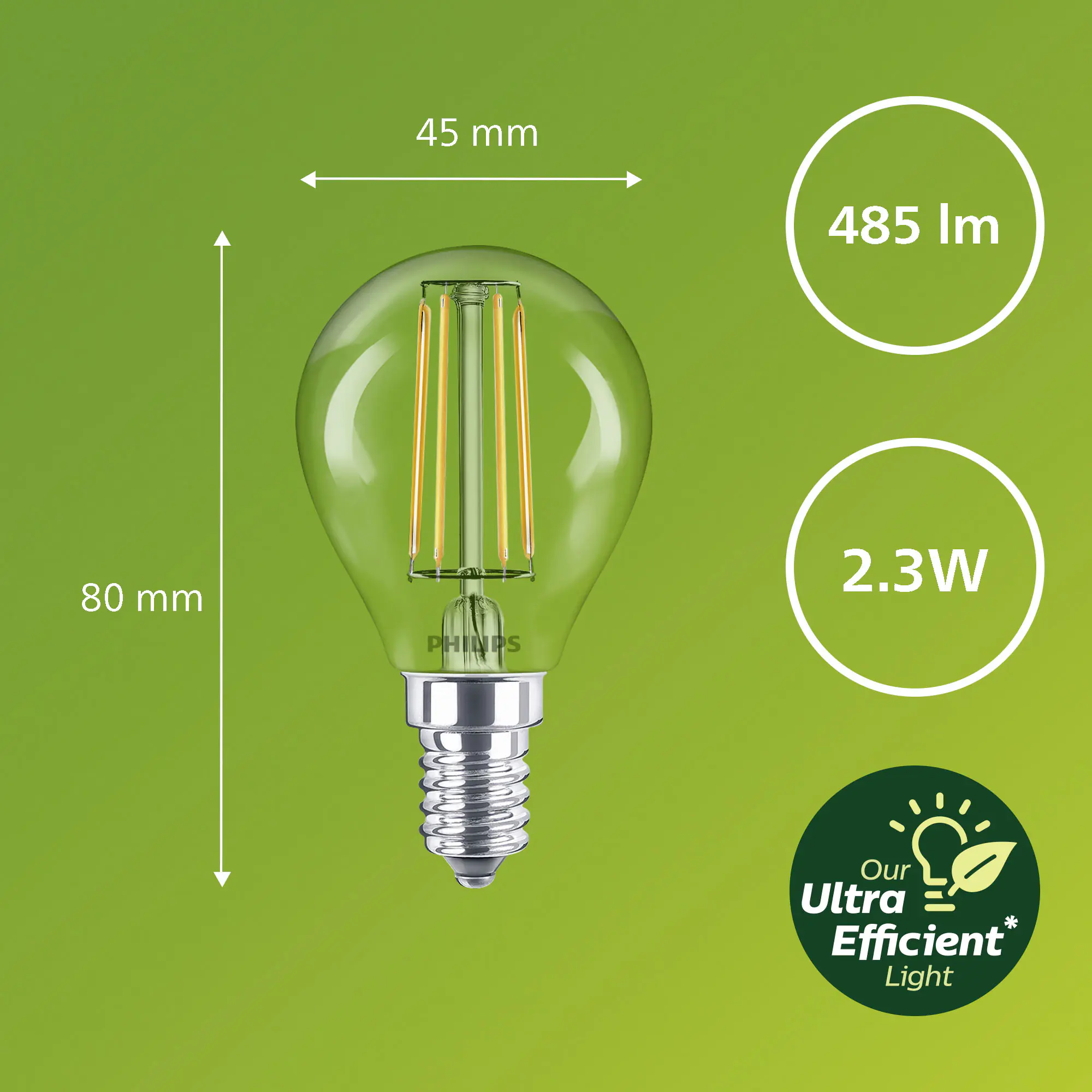 Philips LED Leuchtmittel E14 2,3W 485lm 2700K 