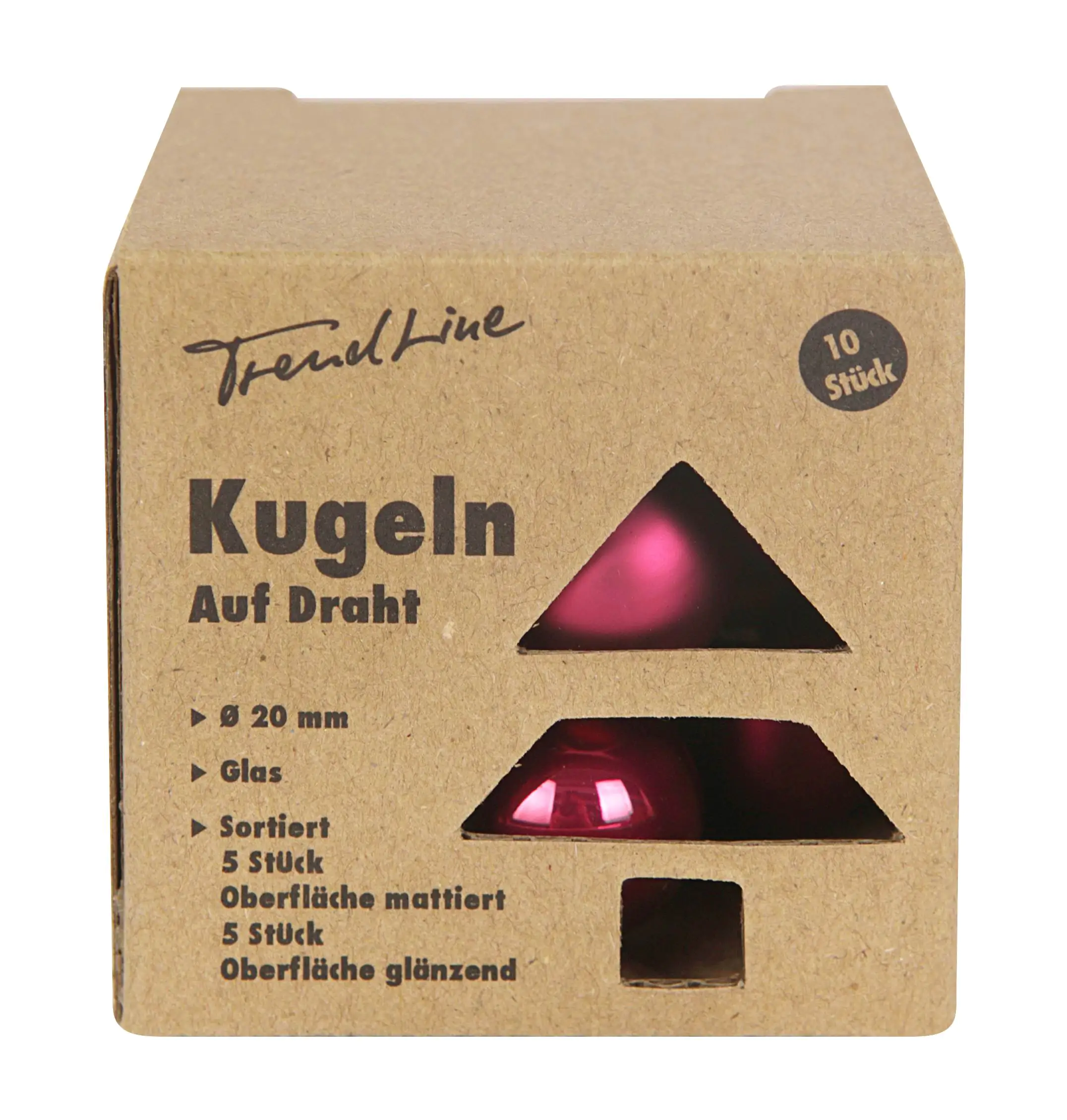 TrendLine Weihnachtskugeln aus Glas auf Draht Ø 2 cm magnolienrosa 10 Stück