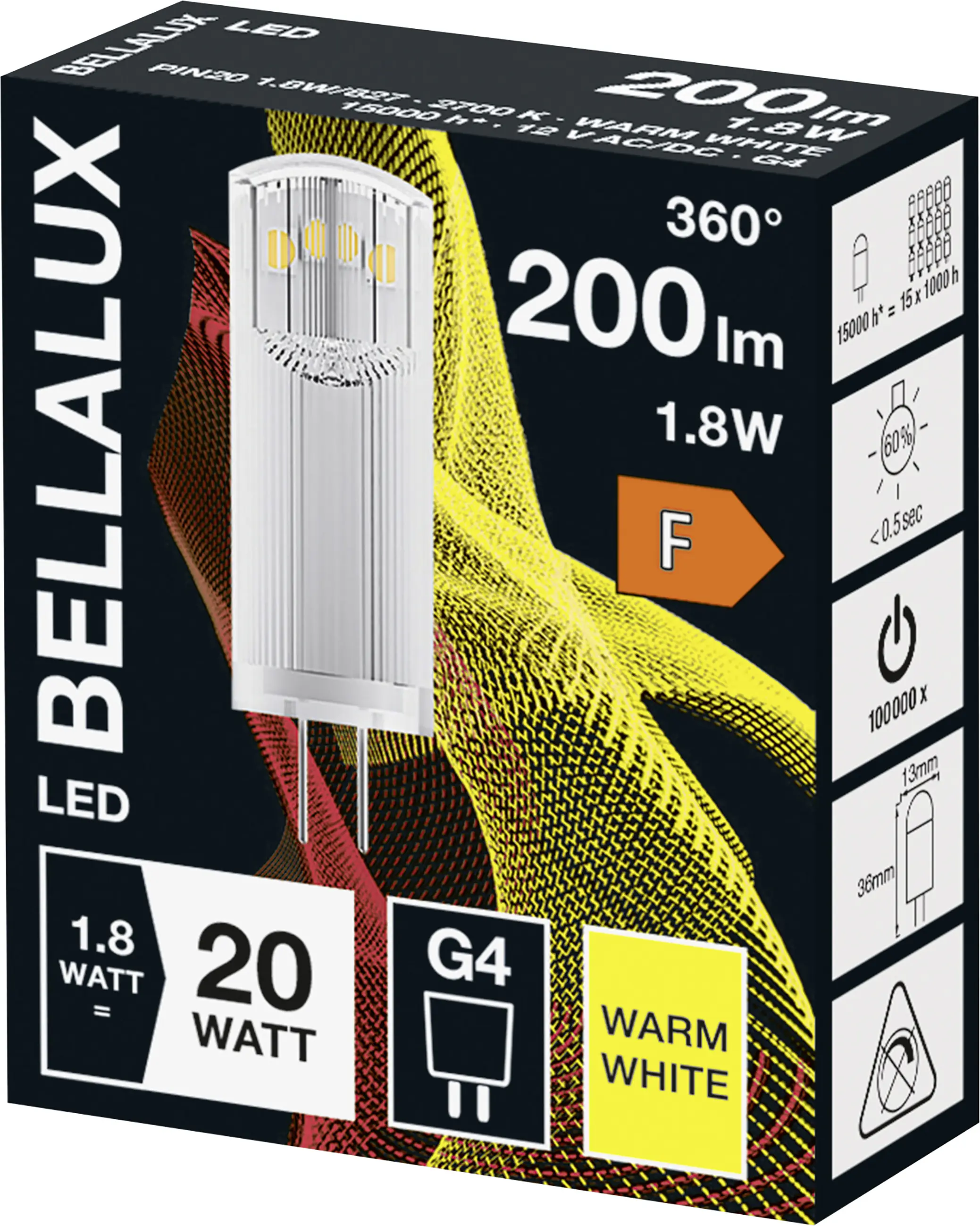 Bellalux LED-Leuchtmittel Stiftsockel G4, 1,7W, 200lm, 2700K, warmweiß Bellalux LED-Leuchtmittel Stiftsockel G4, 1,7W, 200lm, 2700K, warmweiß