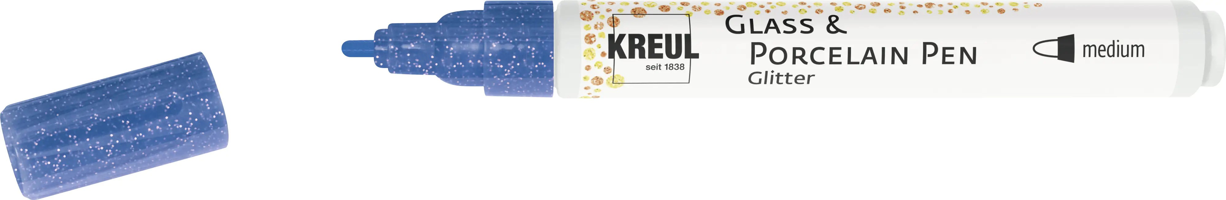 Kreul Glass & Porcelain Pen Glitter blau, 1 - 3 mm