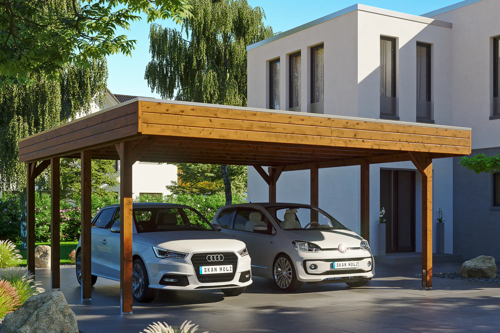 SKAN HOLZ Carport Friesland 557 x 555 cm mit EPDM-Dach