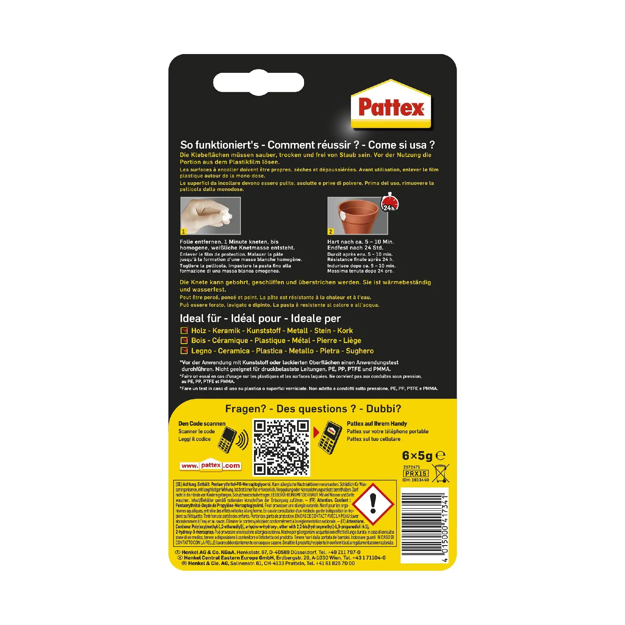 Pattex Epoxidharzkleber Powerknete Repair Express 6 x 5 g, weiß Pattex Epoxidharzkleber Powerknete Repair Express 6 x 5 g, weiß