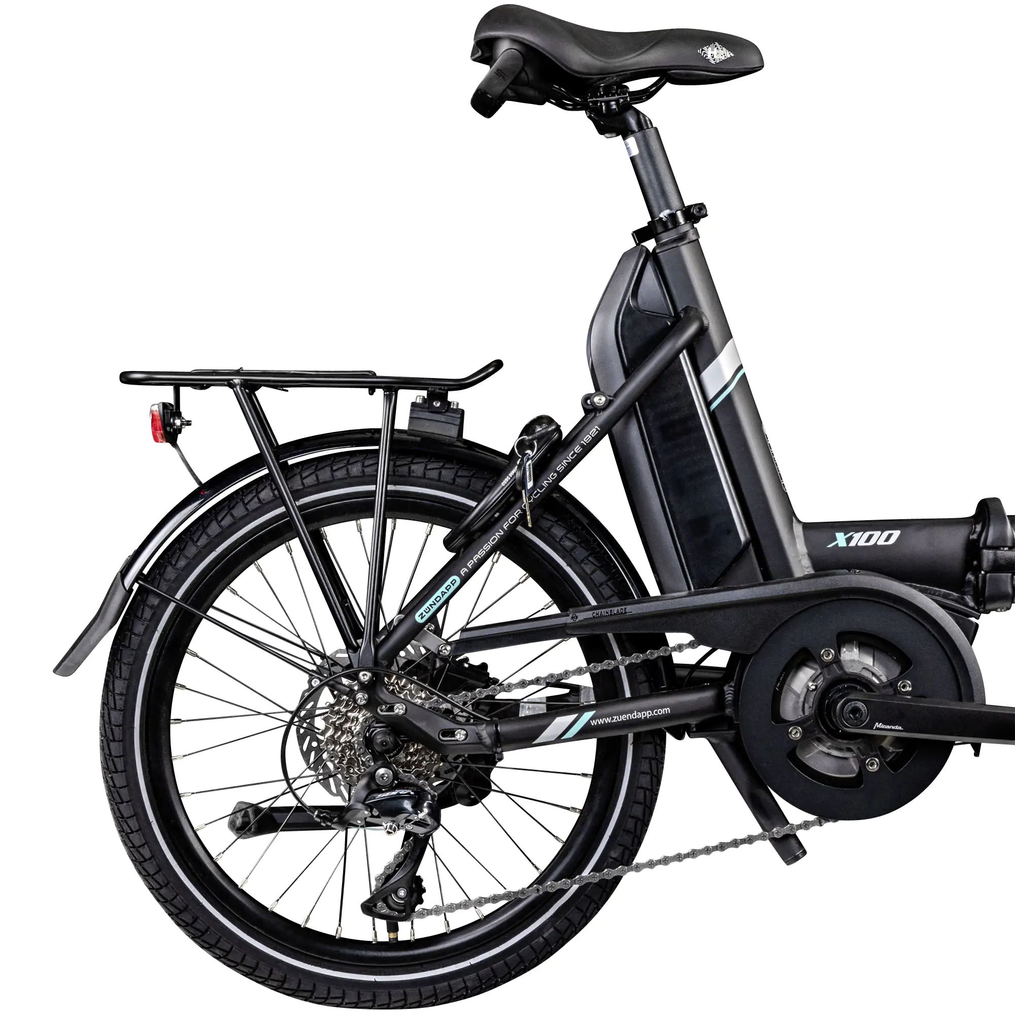 Zündapp E-Bike Faltrad X100 20 Zoll 9-Gang RH 45cm 400 Wh schwarz/türkis
