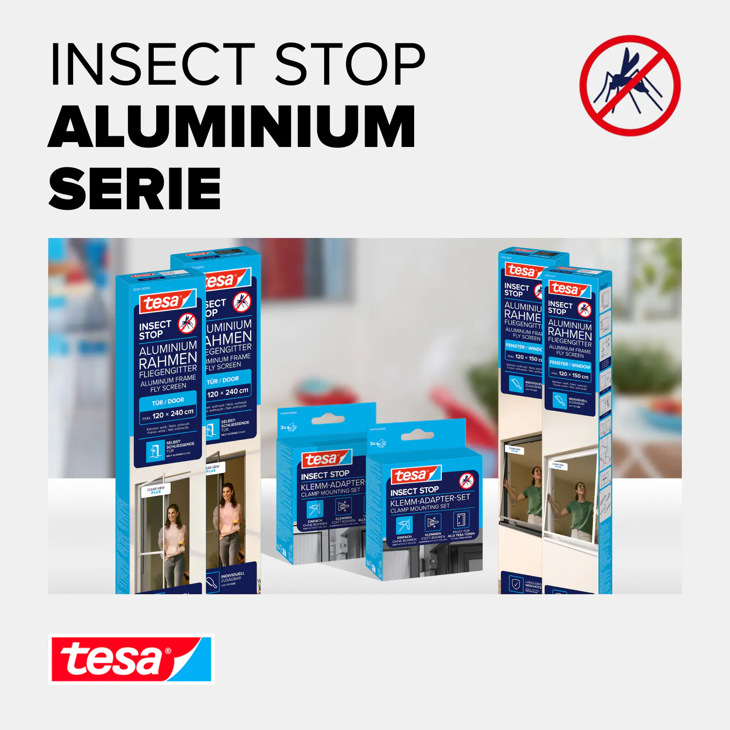 tesa Fliegengitter-Tür Comfort Alurahmen 100 x 220 cm weiß