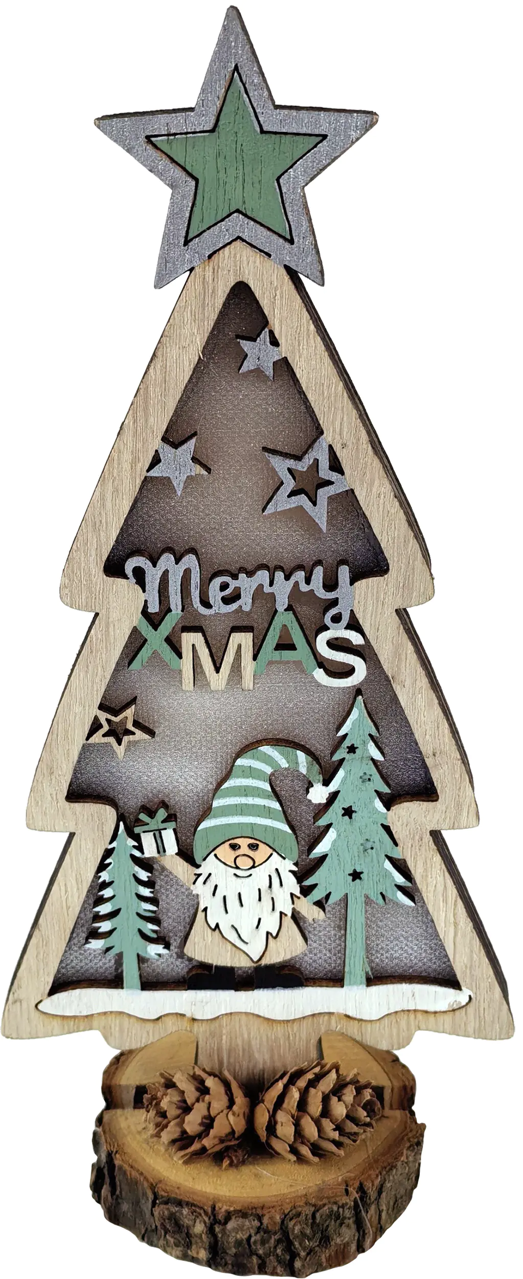 TrendLine Deko Aufsteller Holz Tannenbaum 22 x 6 x 10 cm grün weiß