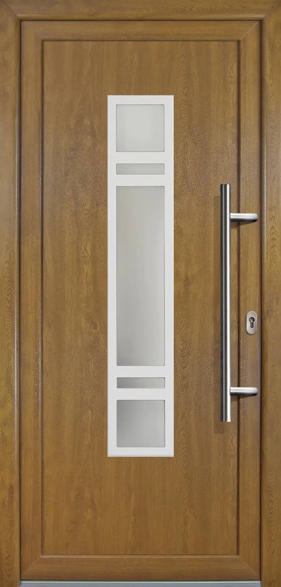 4060691163091 Meeth Haustür Signum PVC Exclusiv PVC Modell 83 88 x 200 cm, DIN rechts, weiß/golden Oak