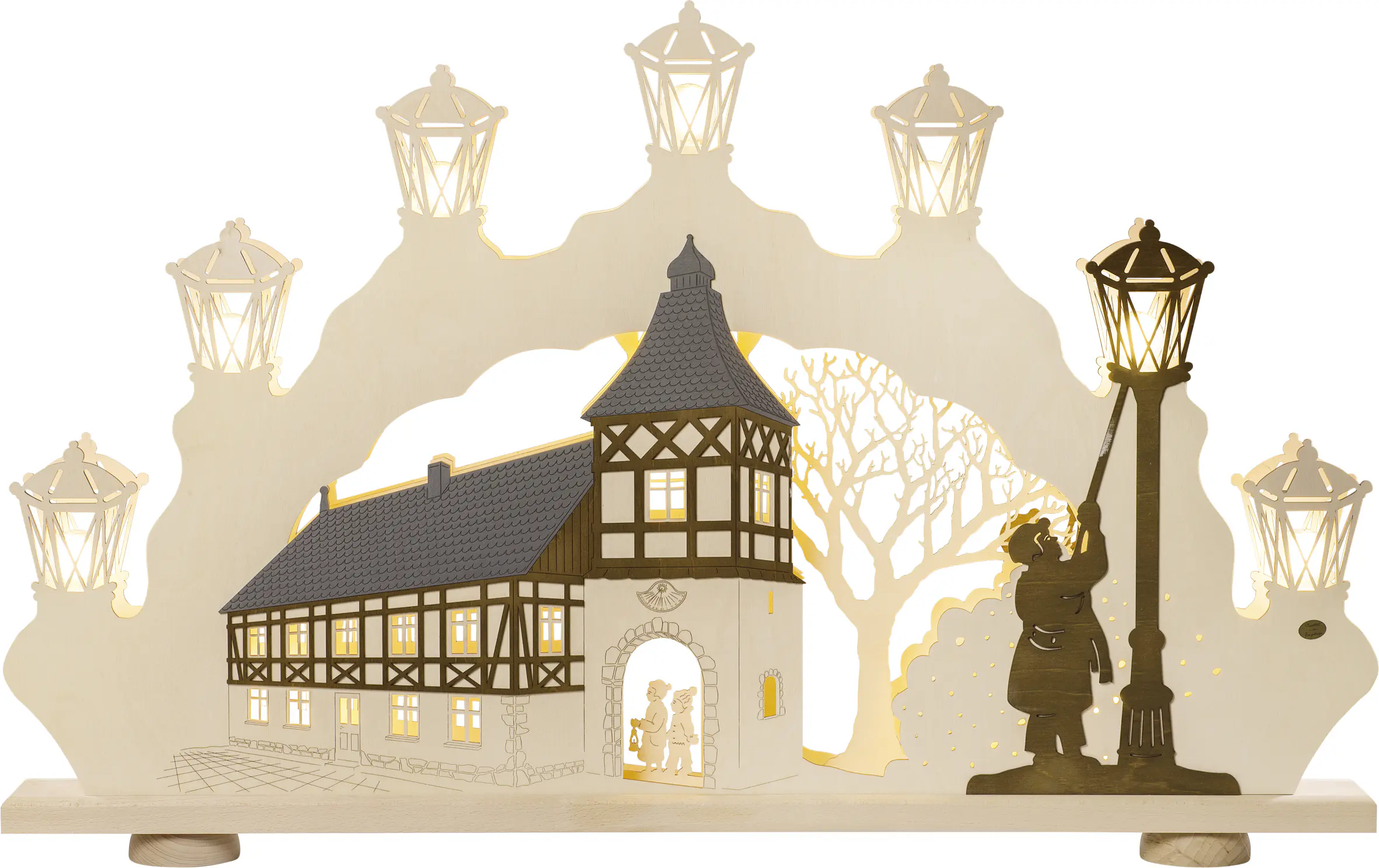 Saico Lichterbogen Weihnachtsmann inkl. LED-Stripe Holz 22 cm warmweiß natur 