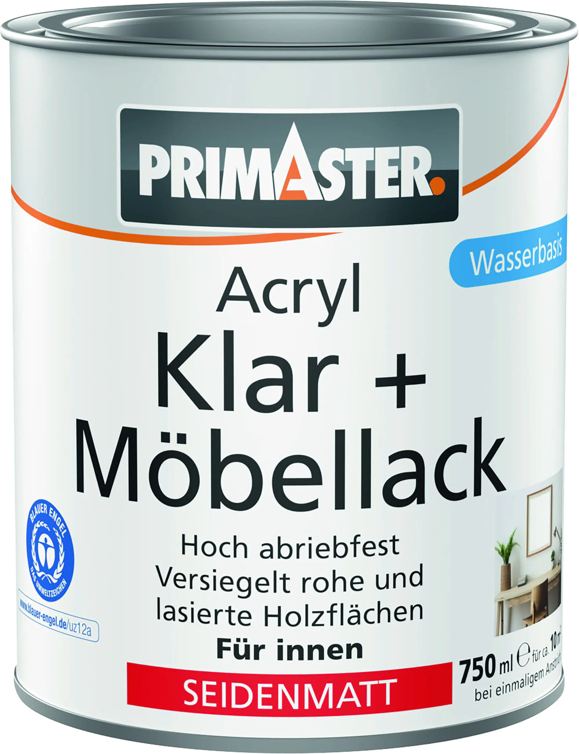Primaster Acryl Klar + Möbellack 750 ml farblos seidenmatt