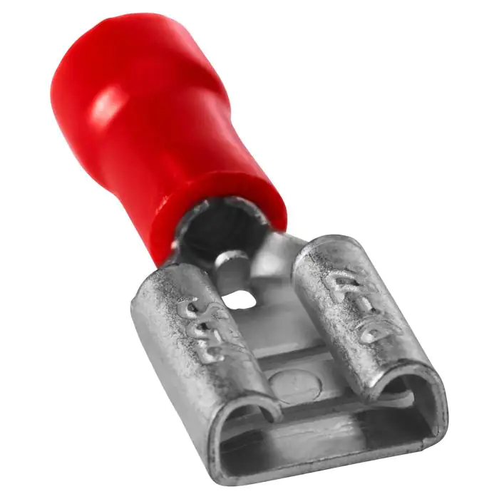 Flachsteck-Hülsen 0,5 - 1,5 mm² rot, Stec kgröße: 6,4 x 0,8 mm