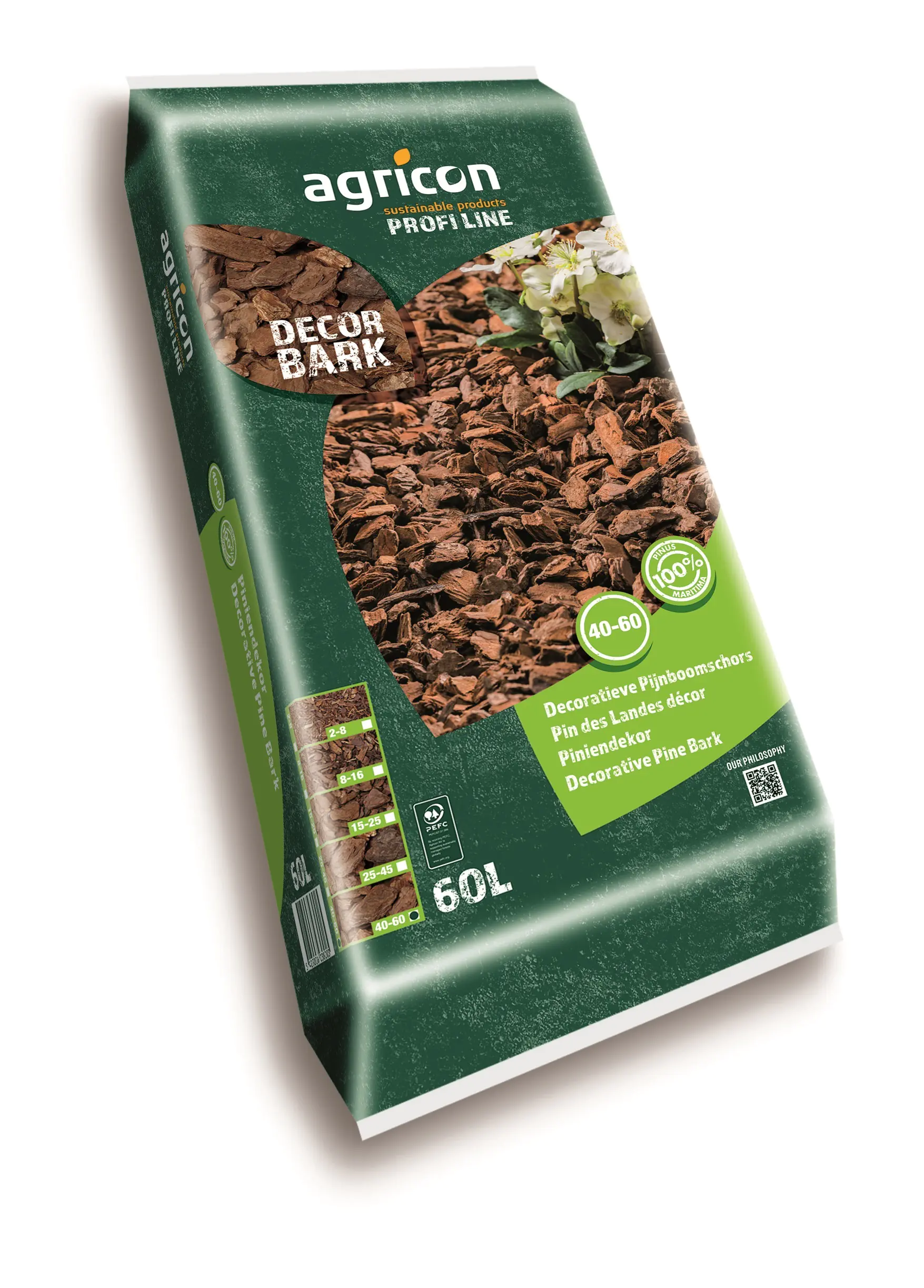 Agricon Pinienrinde Excellent 40 - 60 mm Körnung 60 L  Agricon Pinienrinde Excellent 40 - 60 mm Körnung 60 L