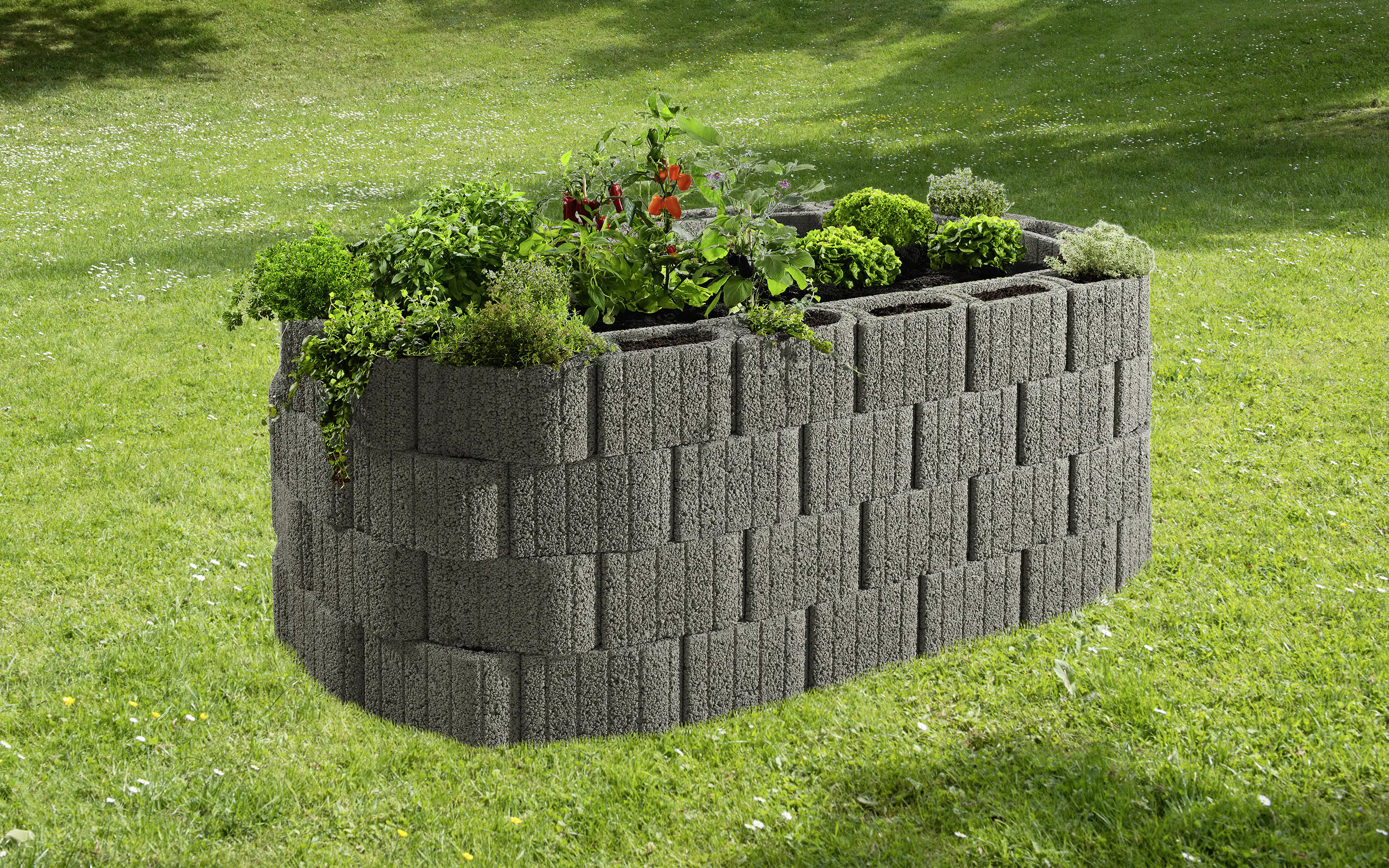 2077881026915 Kann Hochbeet-Set Pflanzstein Mini Plus 230 x 140 x 80 cm grau