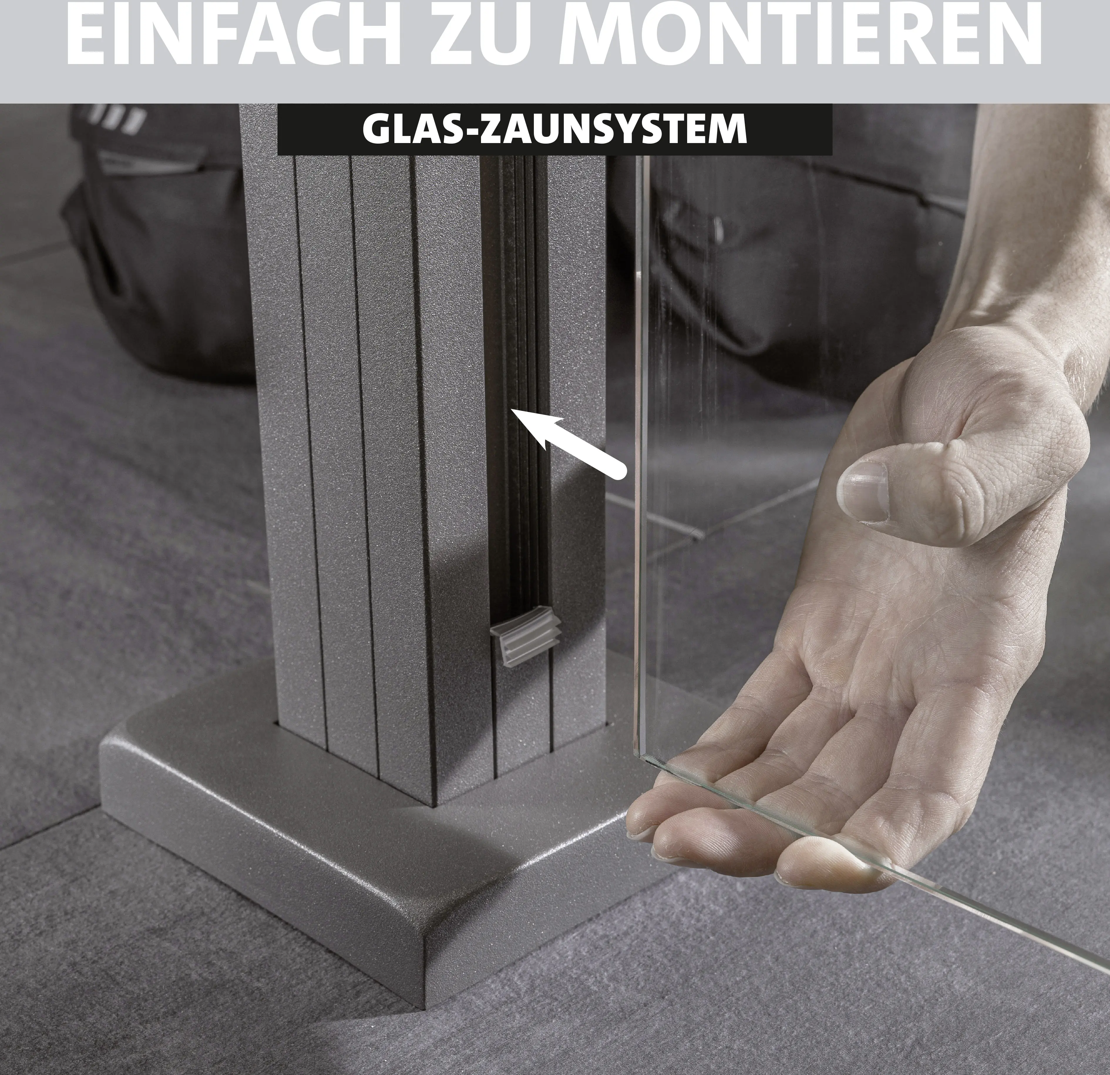 Ambiente Glaszaun Grundset  mit Siebdruck 187 x 107,2 cm anthrazit