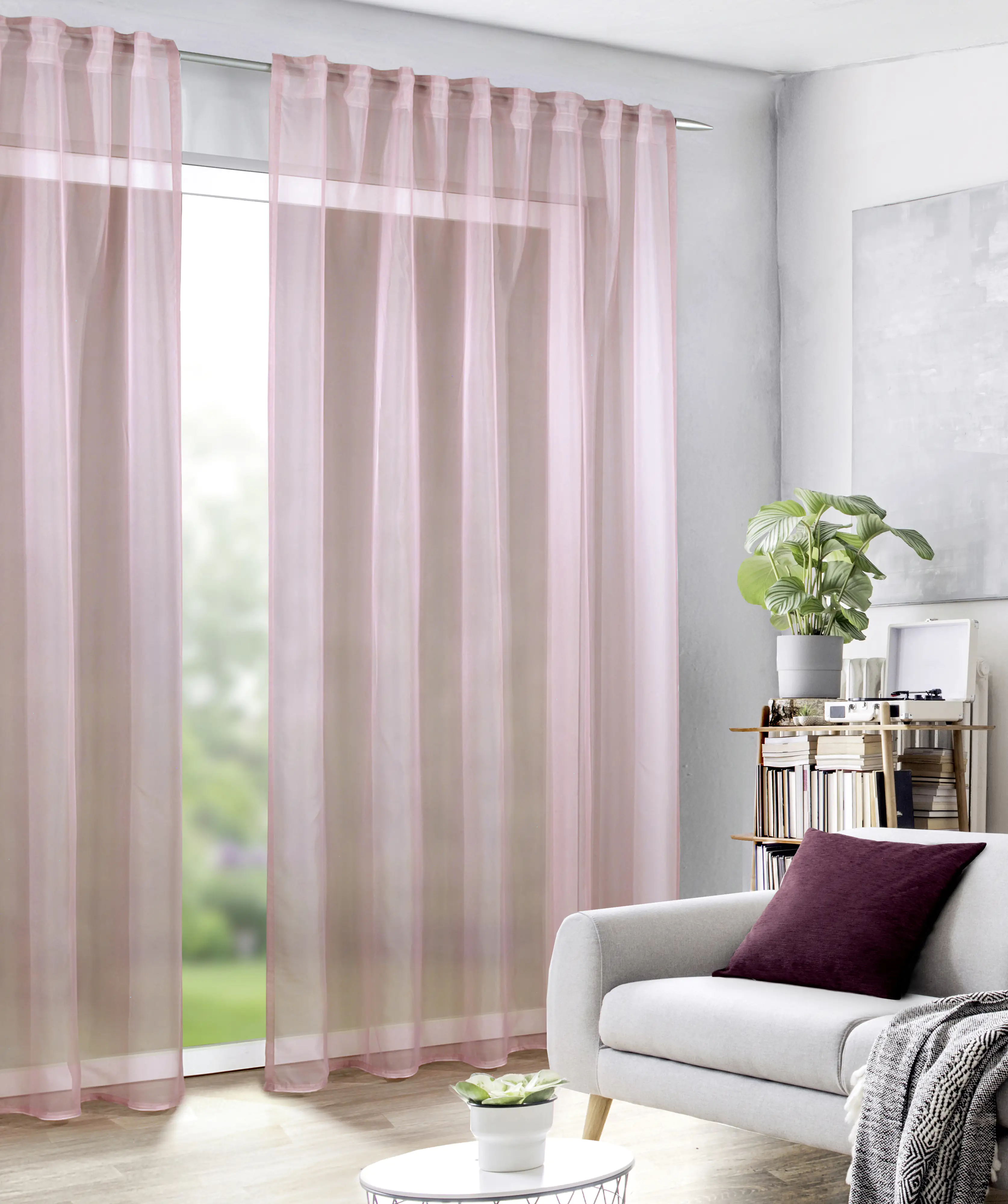 Neusser Collection Verdunklungsschal mit Gardinenband rosé 135x245 cm