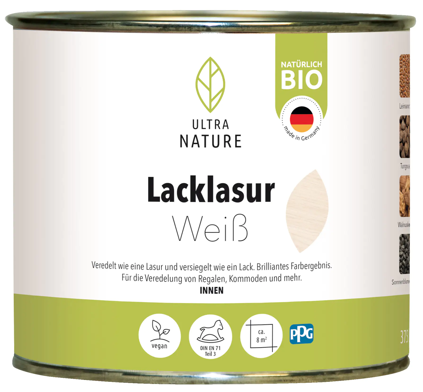 4250100475505 Ultra Nature Lacklasur 375 ml weiß