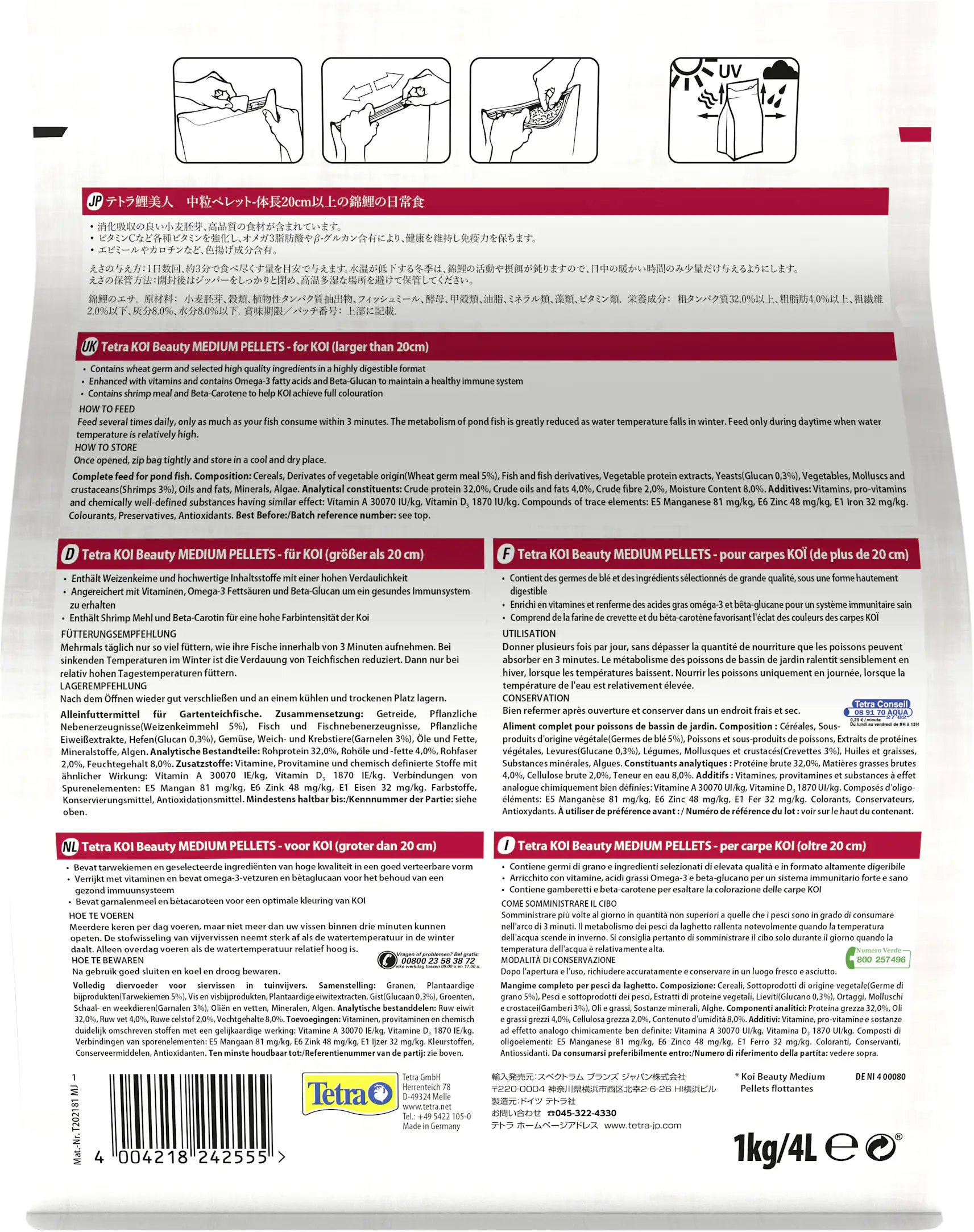 Tetra Teichfutter Koi Beauty Medium 4 l Tetra Teichfutter Koi Beauty Medium 4 l