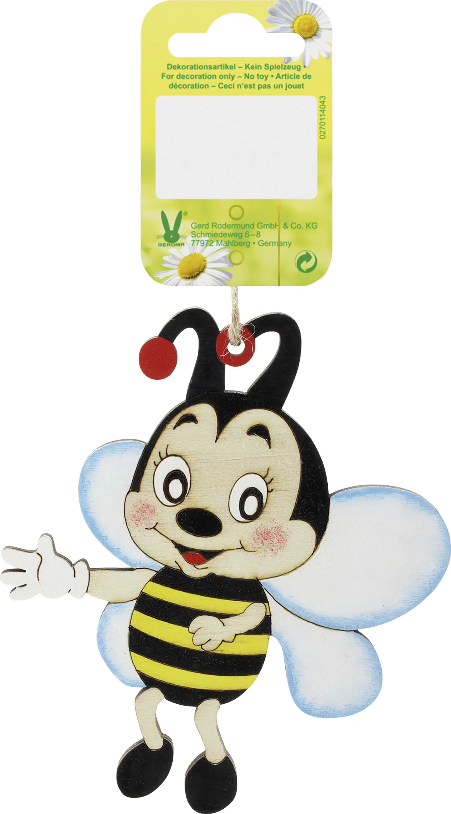 Frühlingsdeko Anhänger Biene Holz 10 x 8 cm bunt