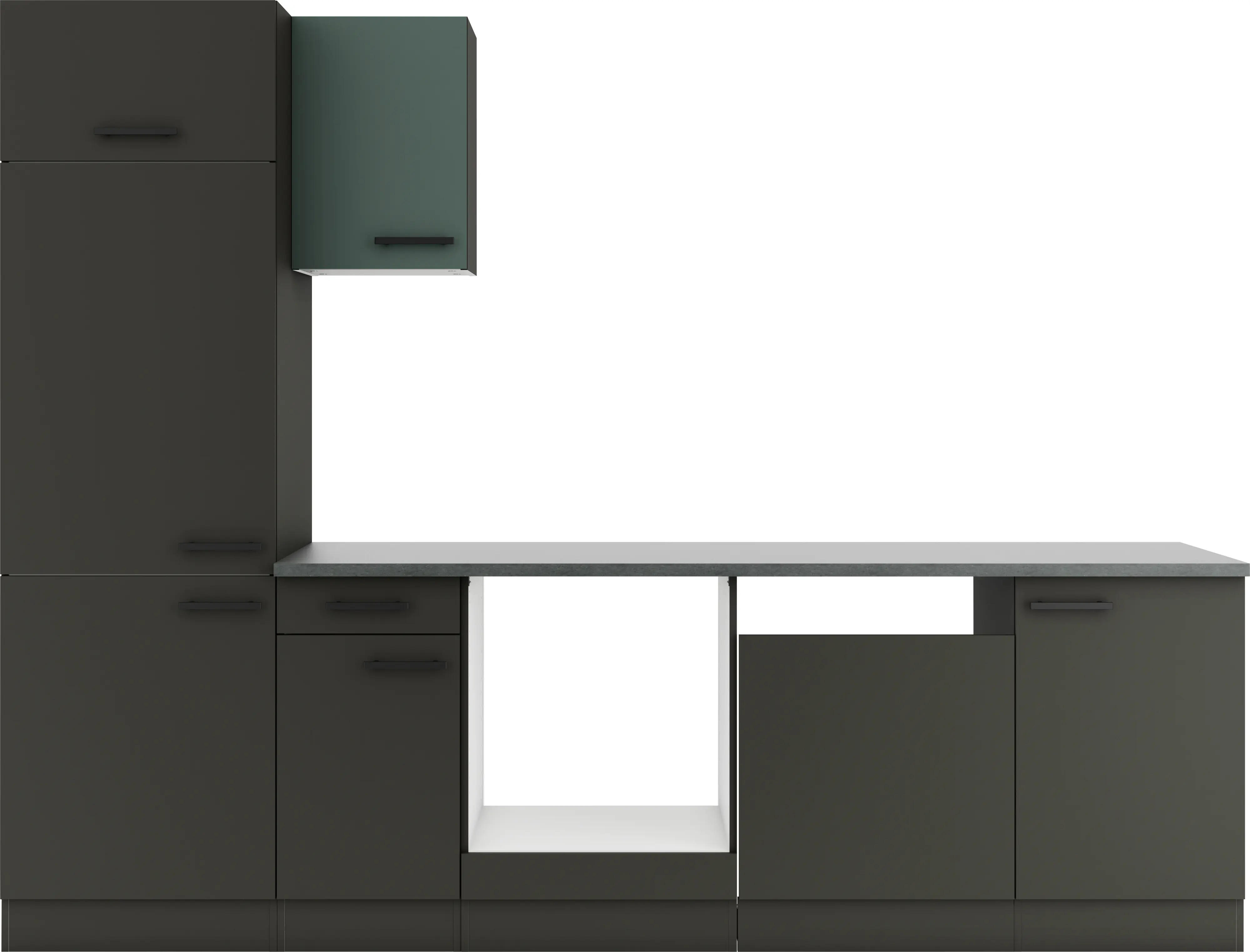 Optifit Küchenzeile Verona 405/Madrid 420 ohne Geräte steingrün/anthrazit 270 cm